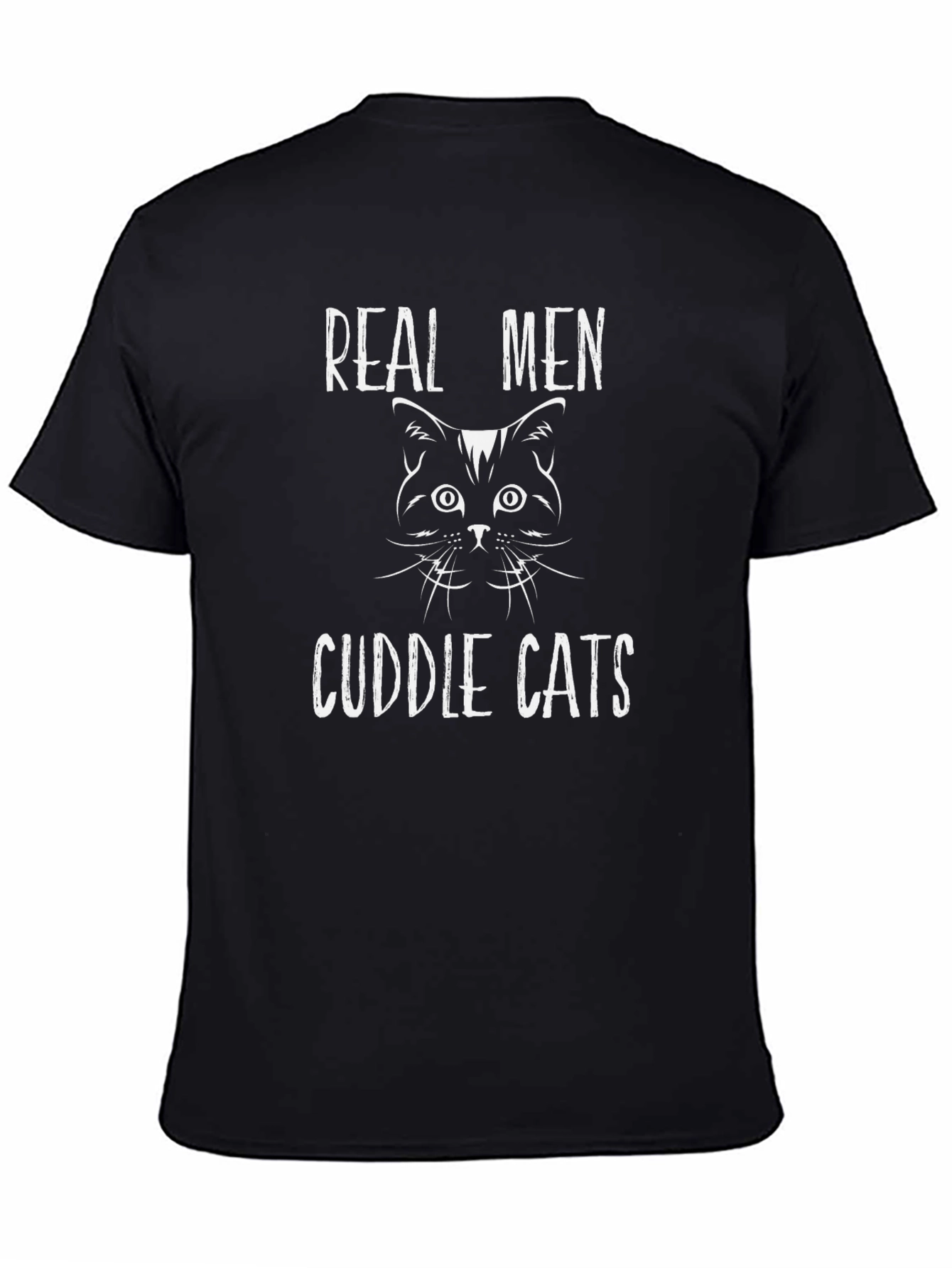 Real Men Cuddle Cats Black T-Shirt