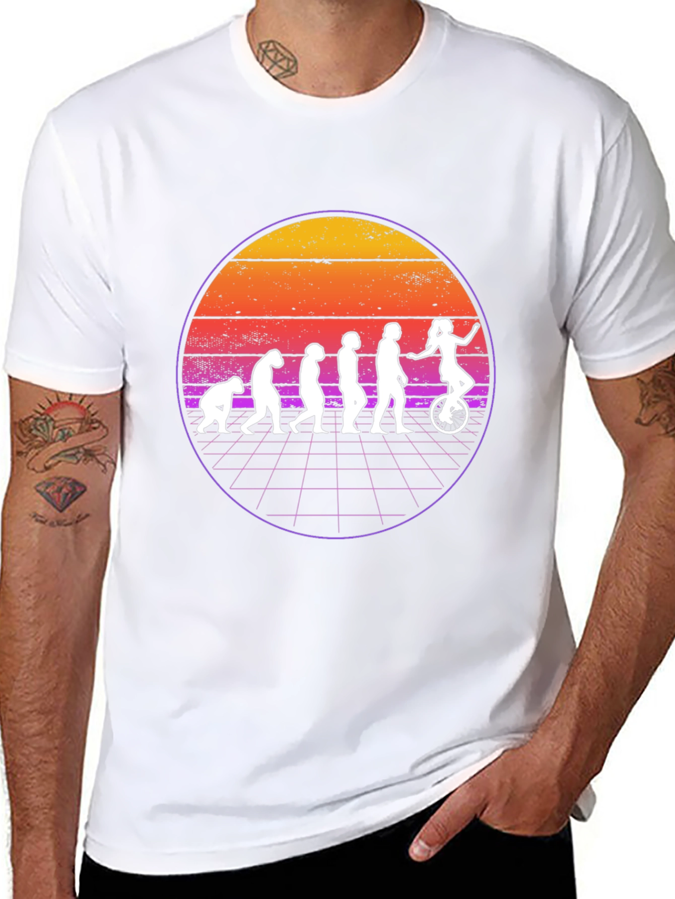 Evolution Unicycle T-Shirt - Retro Style