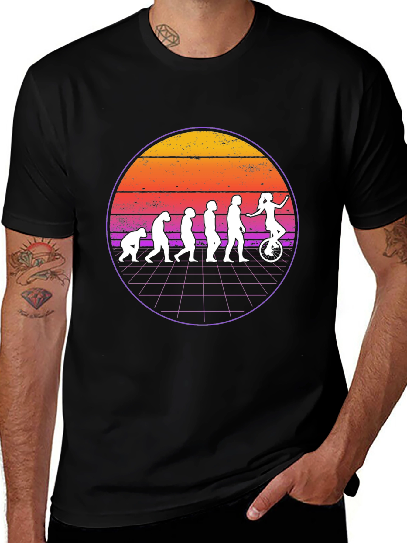 Evolution Unicycle T-Shirt - Retro Style