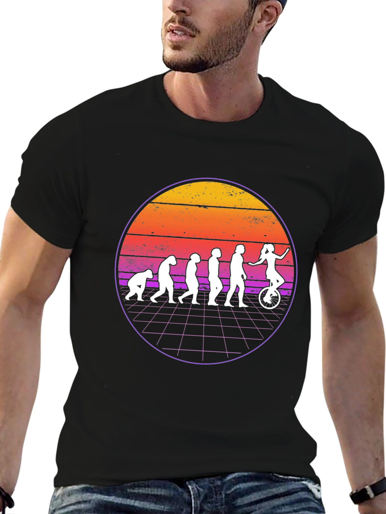 Evolution Unicycle T-Shirt - Retro Style