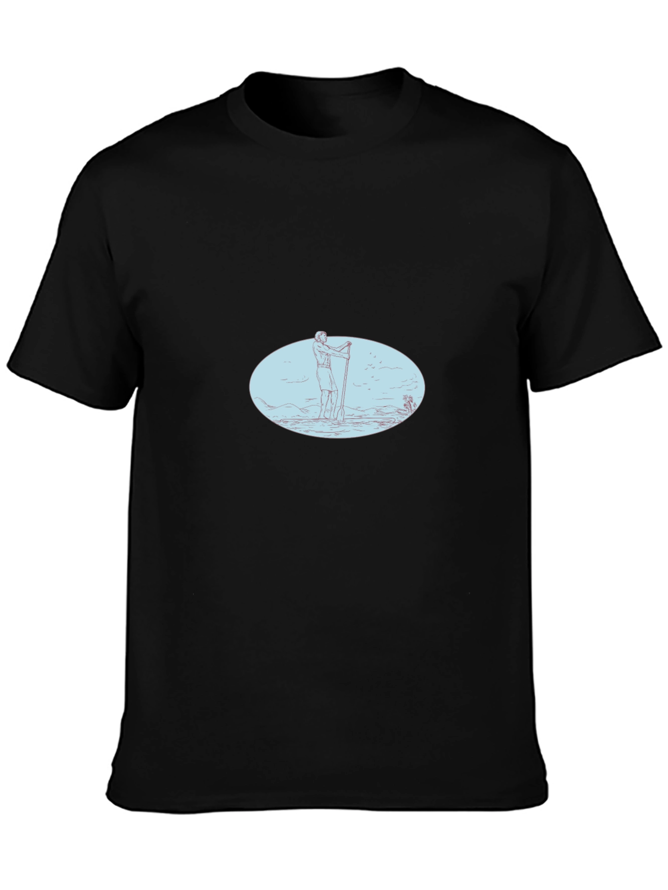 Mens Black Graphic Tee - Stand Up Paddle Design
