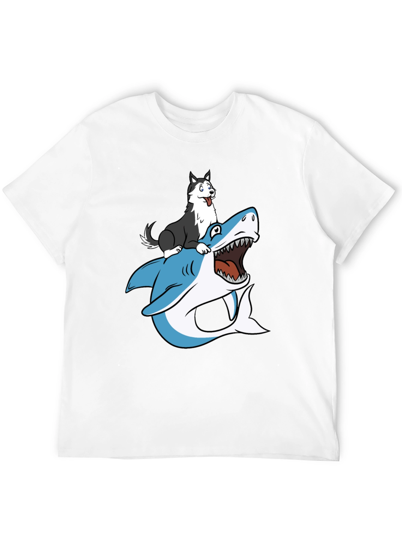 Dog Riding Shark Graphic Tee