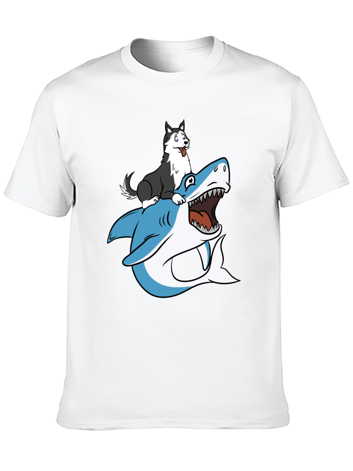 Dog Riding Shark Graphic Tee