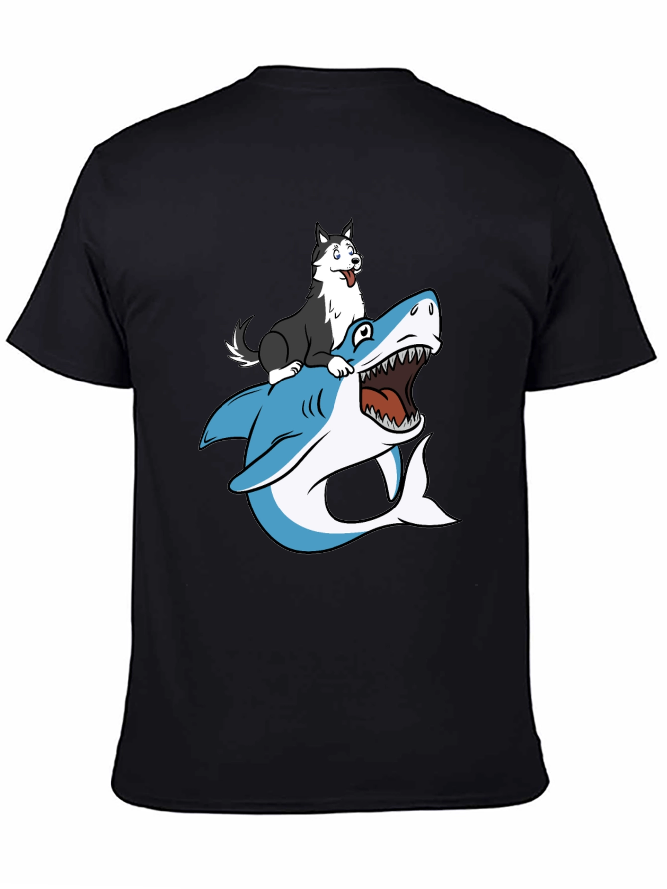 Dog Riding Shark Graphic Tee