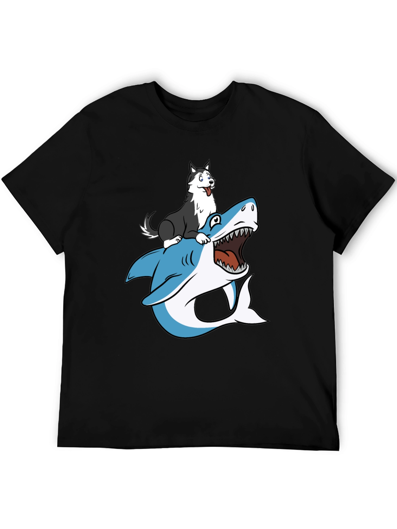 Dog Riding Shark Graphic Tee