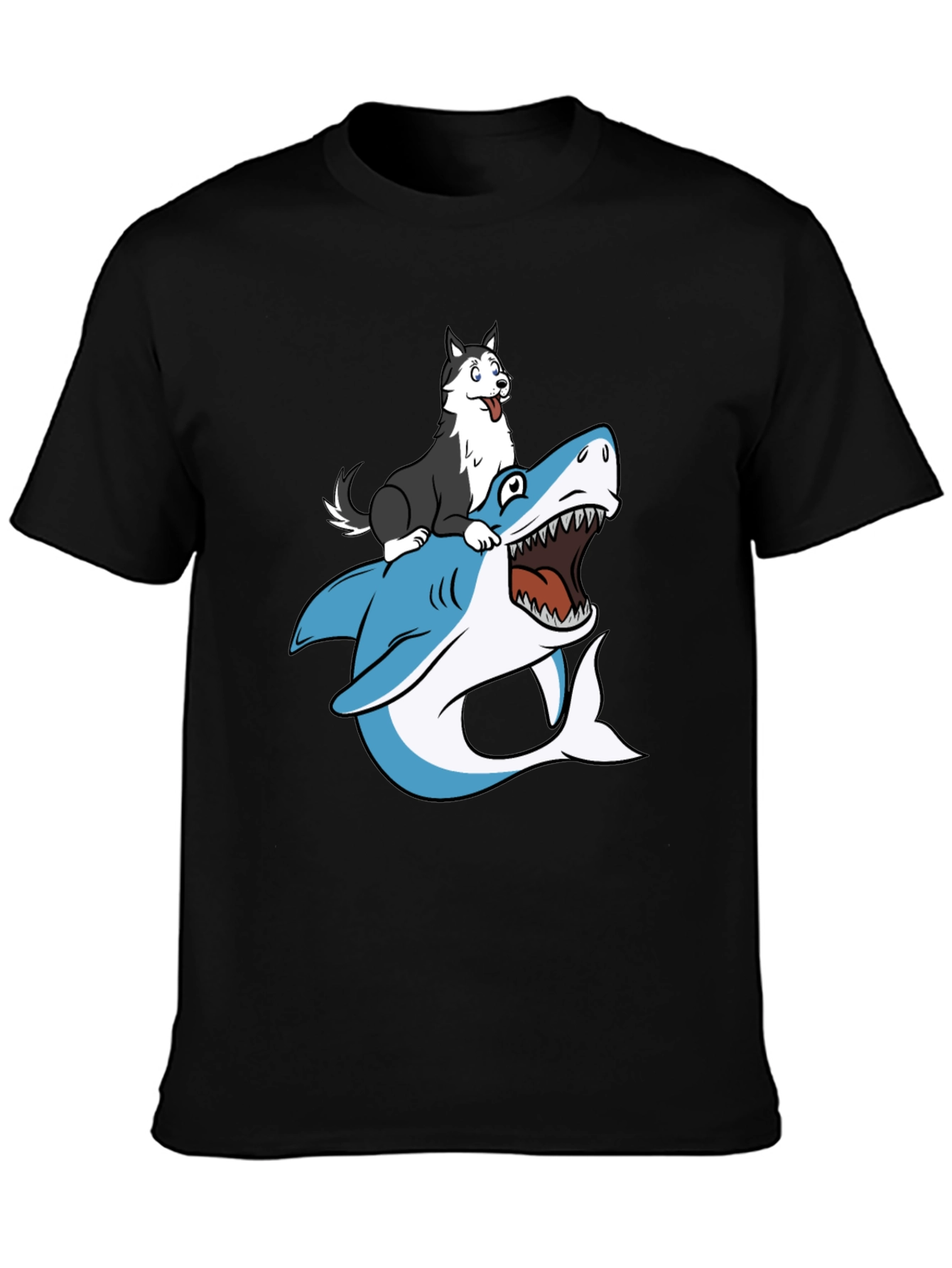 Dog Riding Shark Graphic Tee
