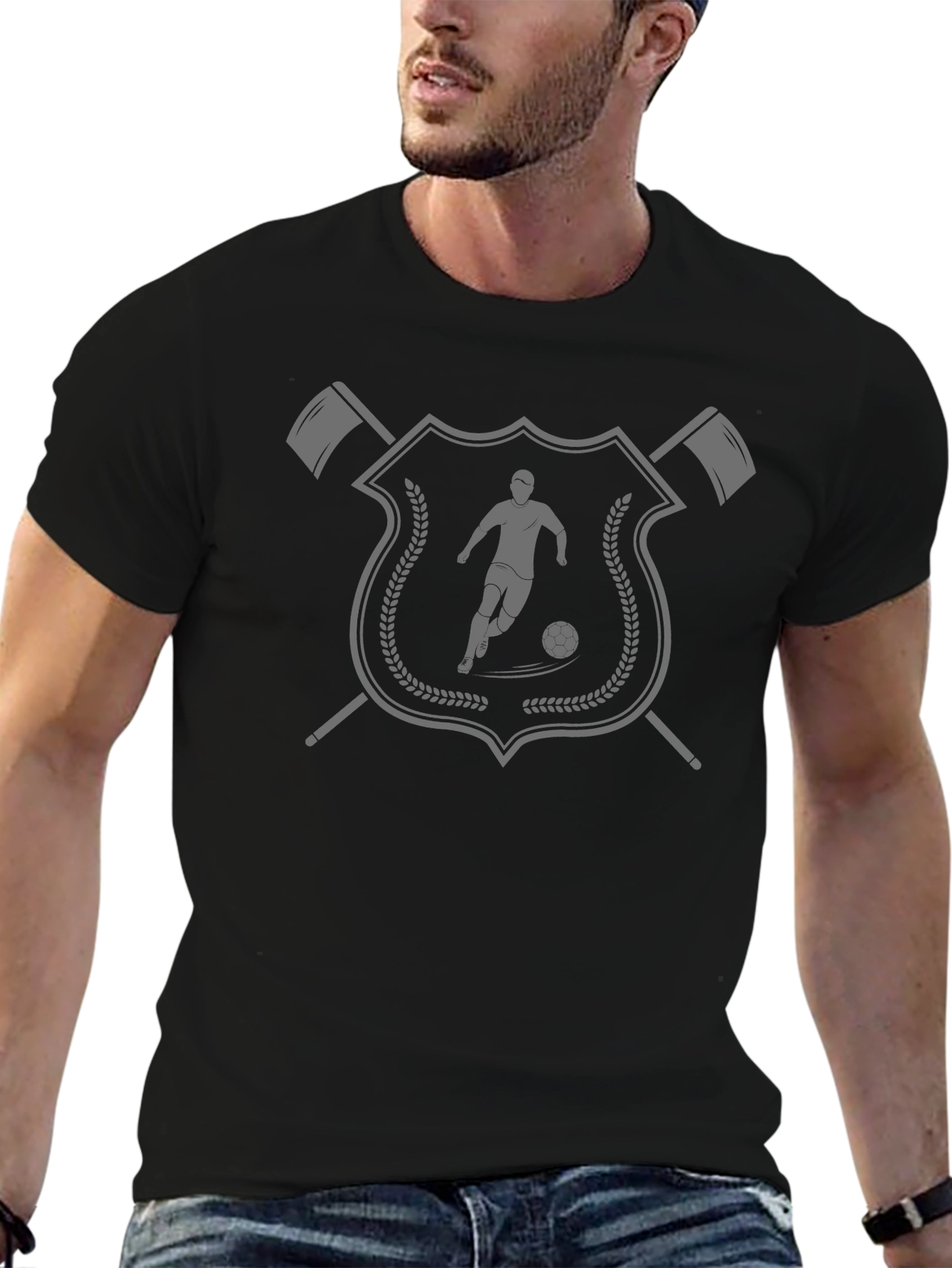 Soccer Crest Graphic T-Shirt - Black