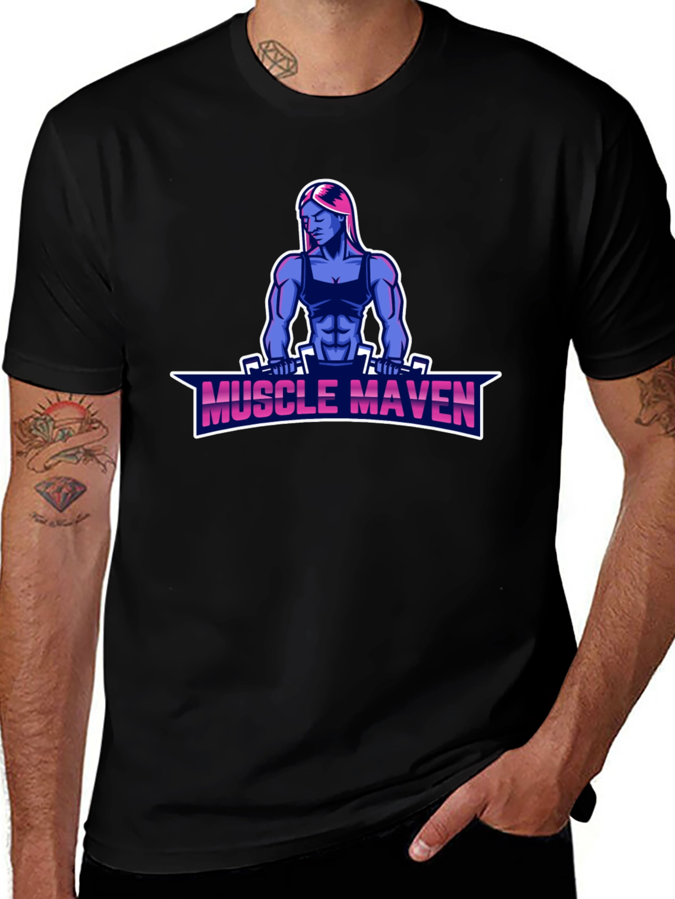 Muscle Maven Black T-Shirt - Fitness Graphic Tee