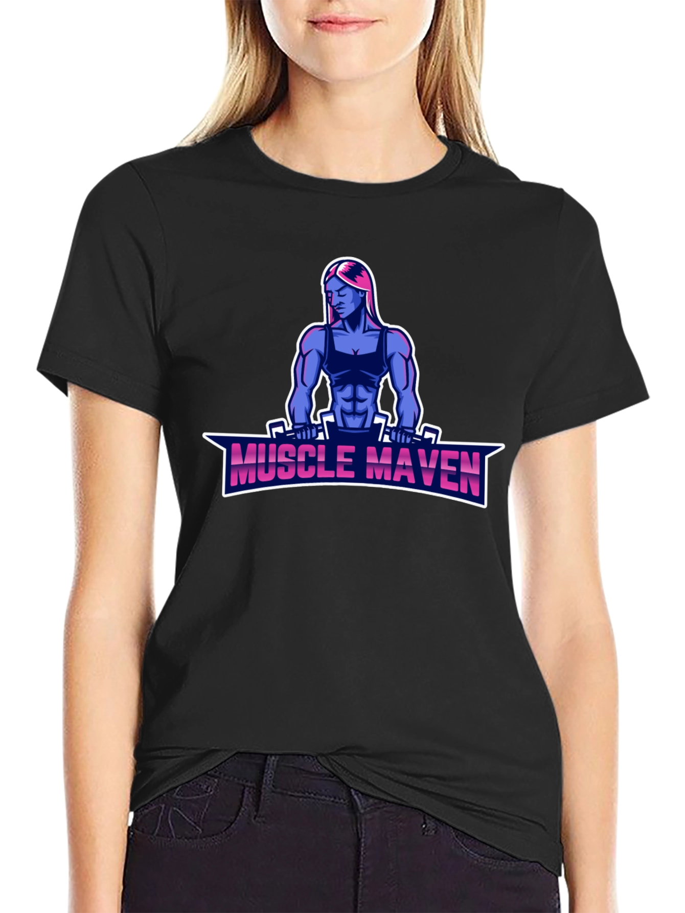 Muscle Maven Black T-Shirt - Fitness Graphic Tee