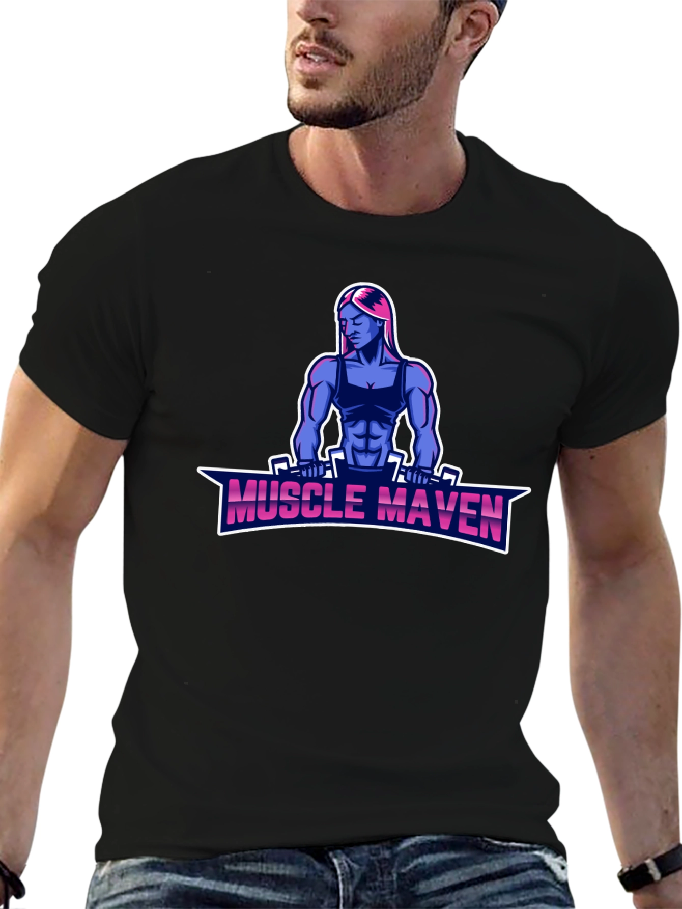Muscle Maven Black T-Shirt - Fitness Graphic Tee