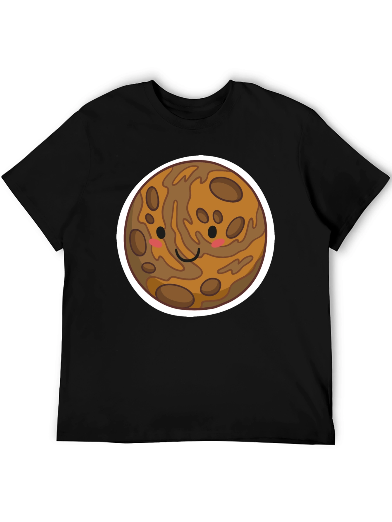 Cute Planet Cartoon Graphic Tee - Black