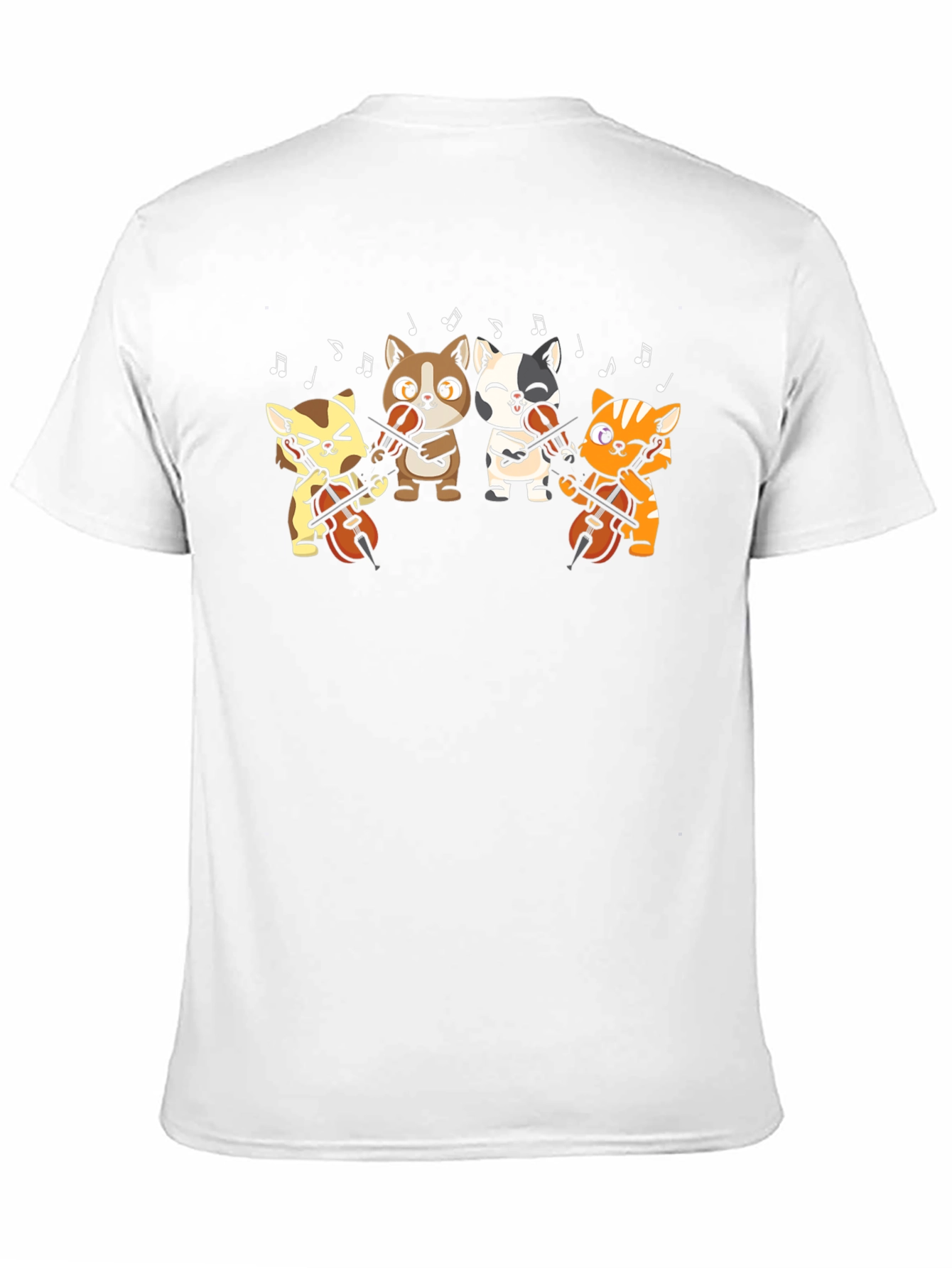 Cartoon Cats Cello Black T-Shirt