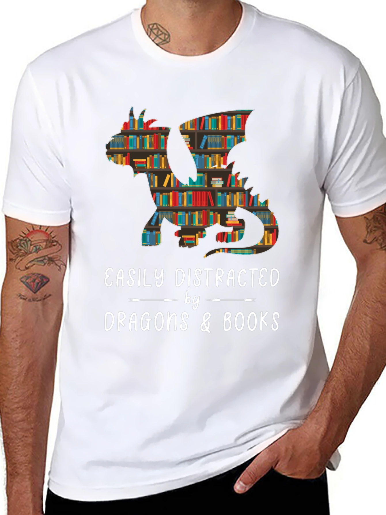 Dragon & Books Graphic Tee
