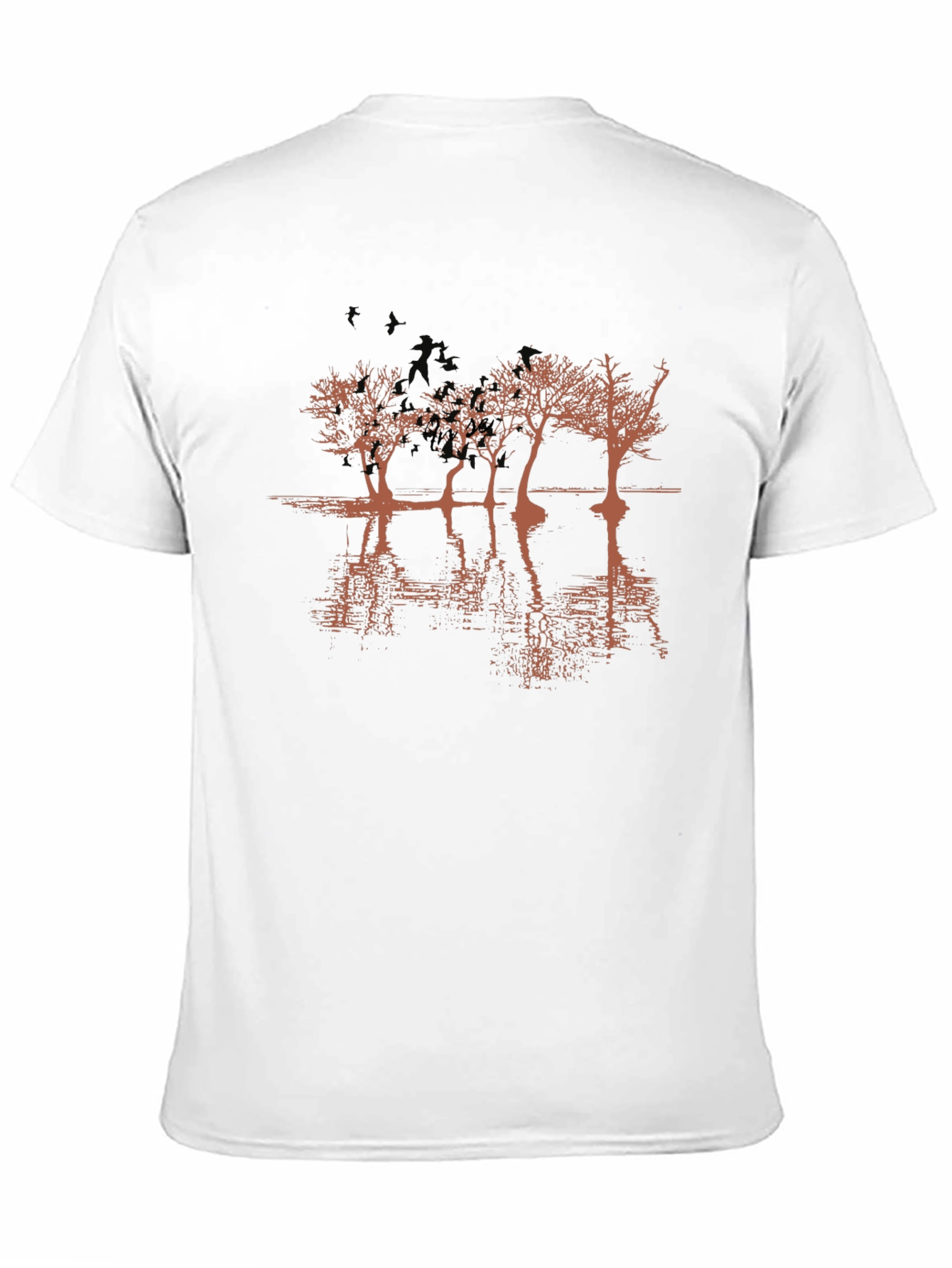 Mens Black Graphic T-Shirt - Tree Reflection Design