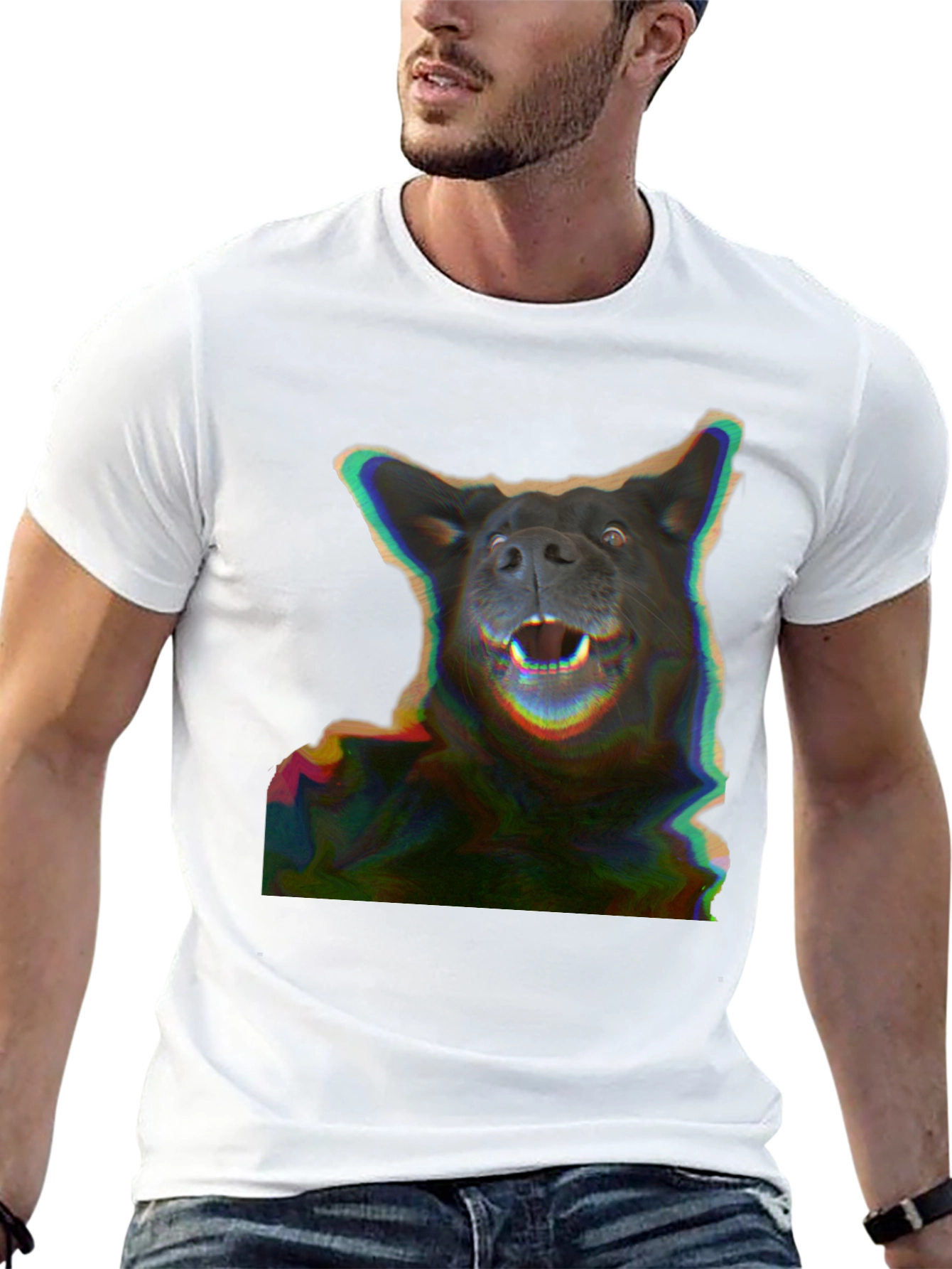 Glitch Dog Graphic Tee - Black Comfort Fit