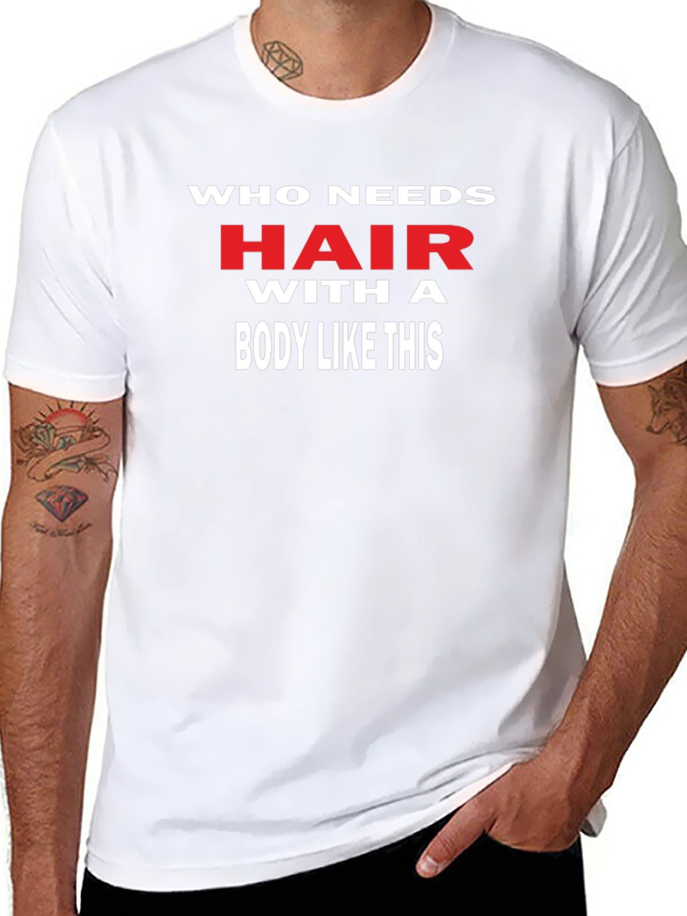 Funny Who Needs Hair Graphic Tee