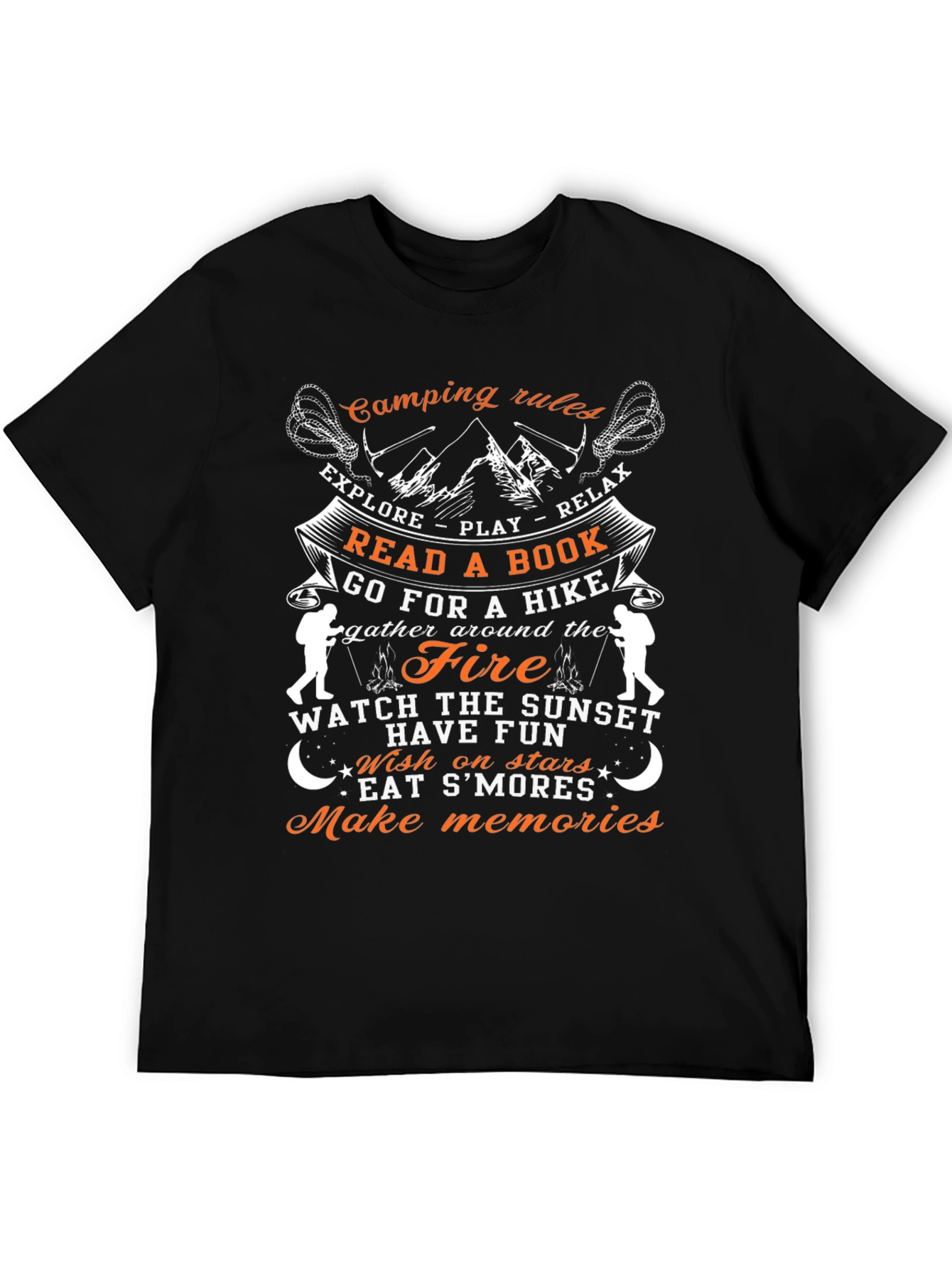 Camping Rules Graphic T-Shirt - Explore Relax Enjoy