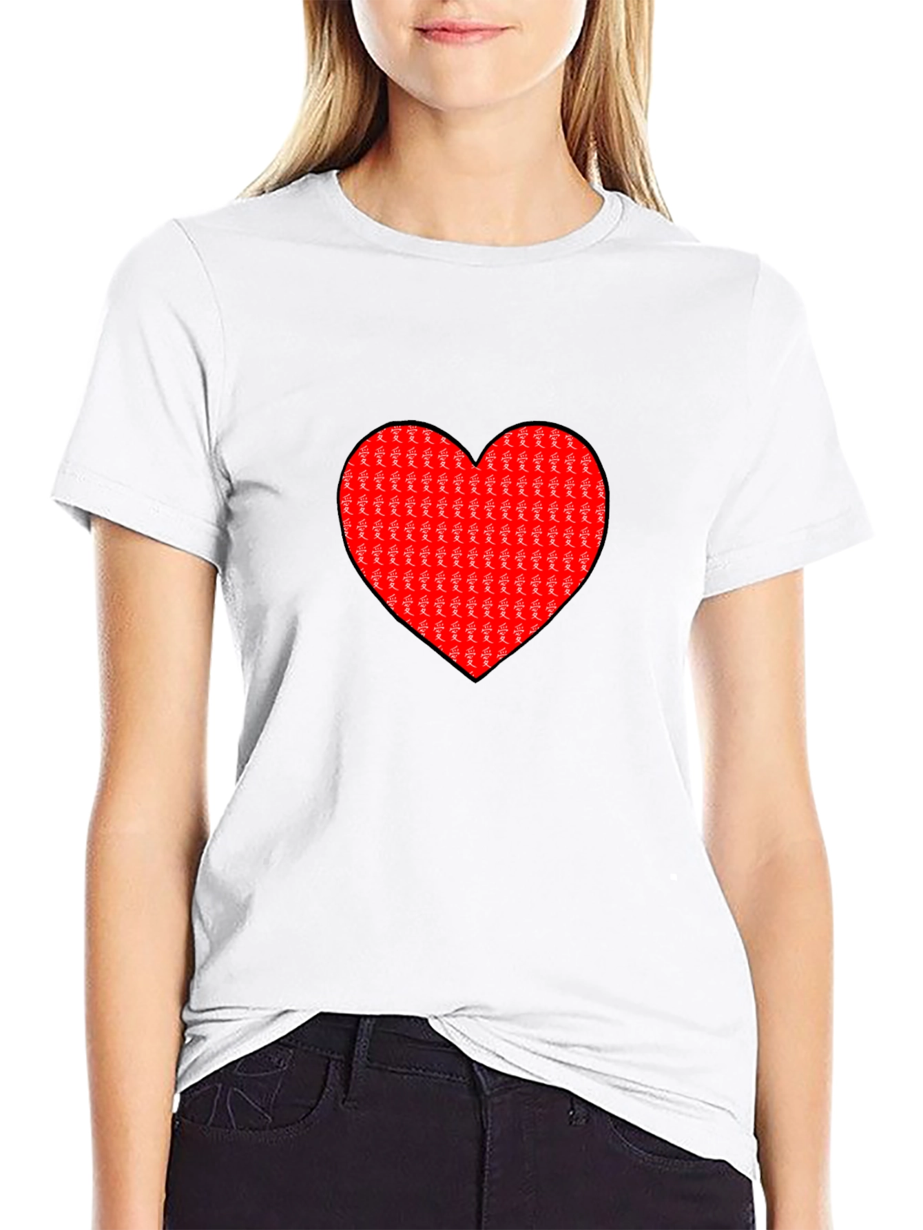 Love Heart Graphic Black T-Shirt