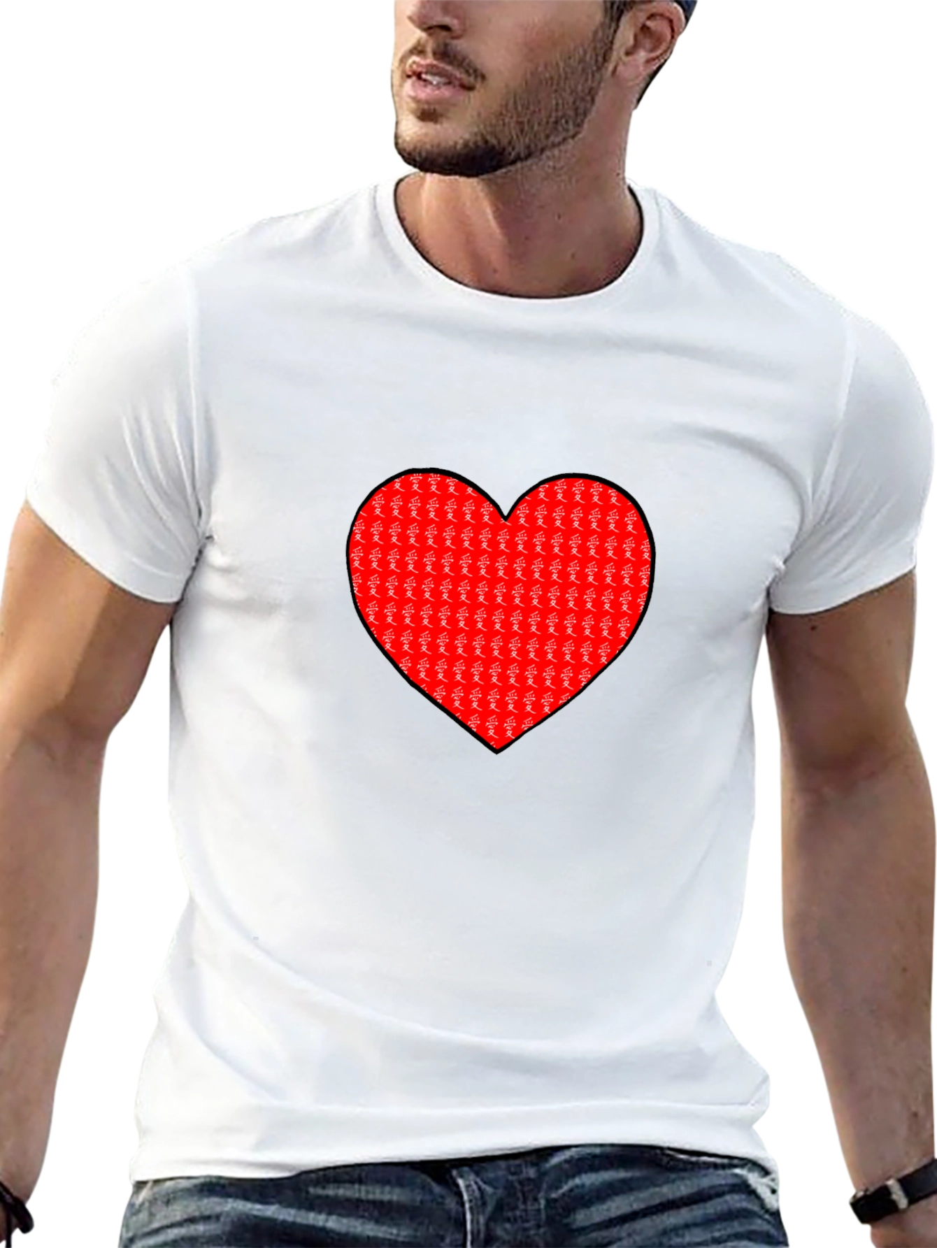 Love Heart Graphic Black T-Shirt