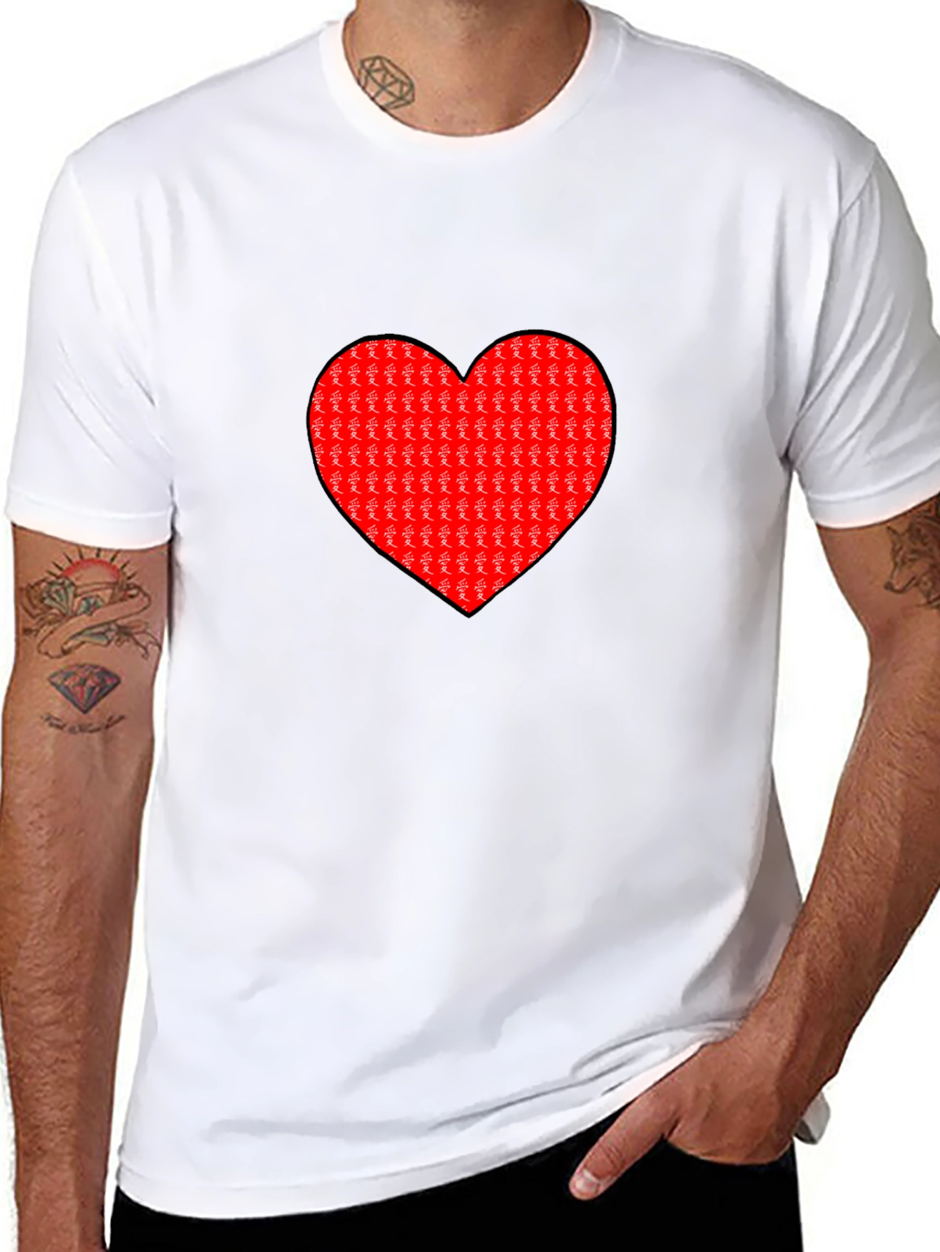 Love Heart Graphic Black T-Shirt