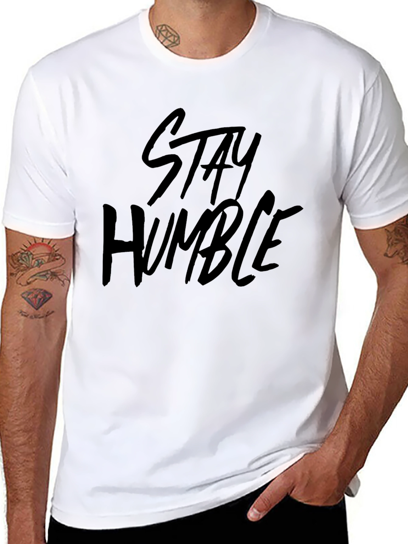 Stay Humble Black Graphic Tee for Men