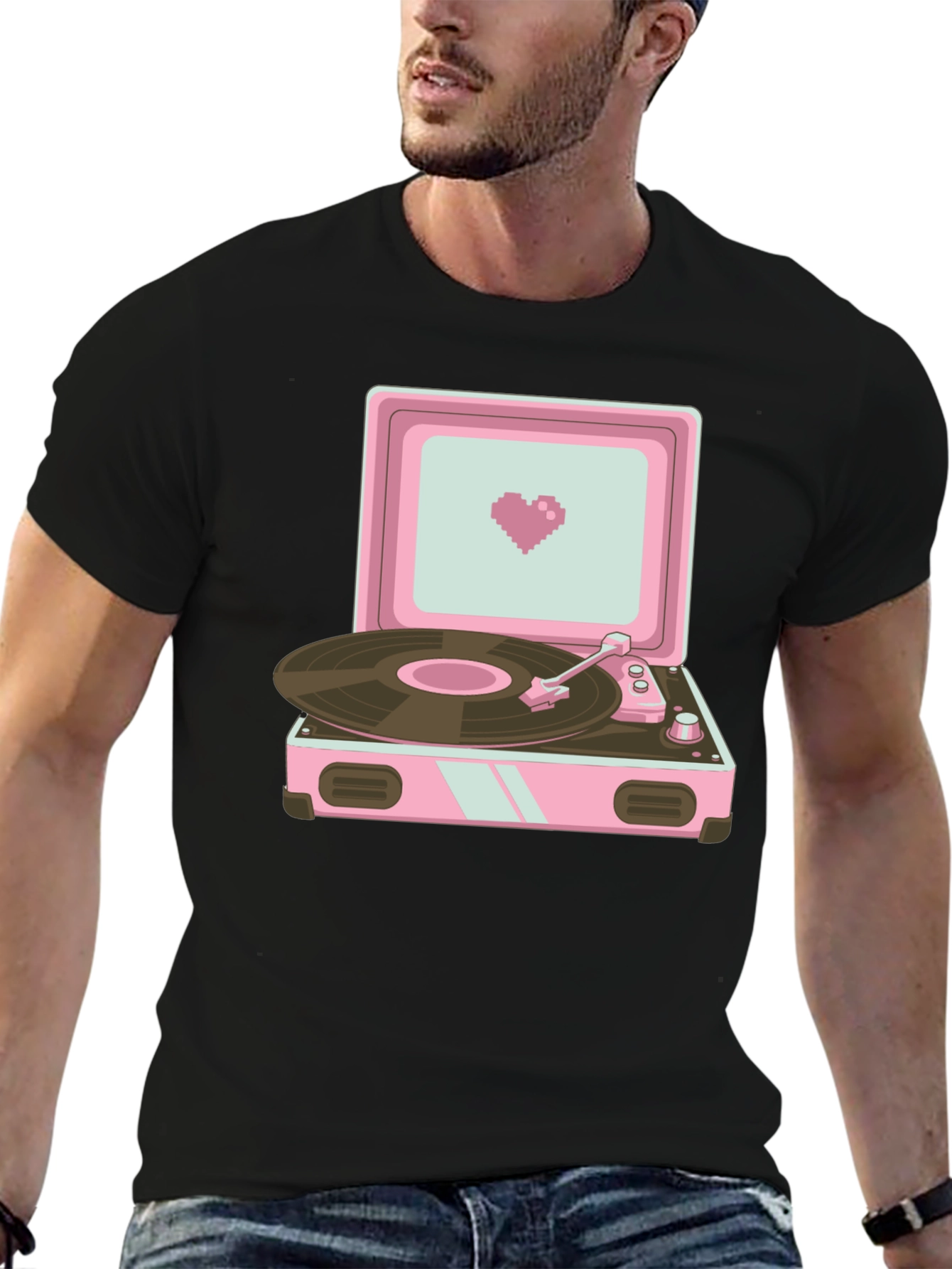 Retro Record Player Graphic T-Shirt