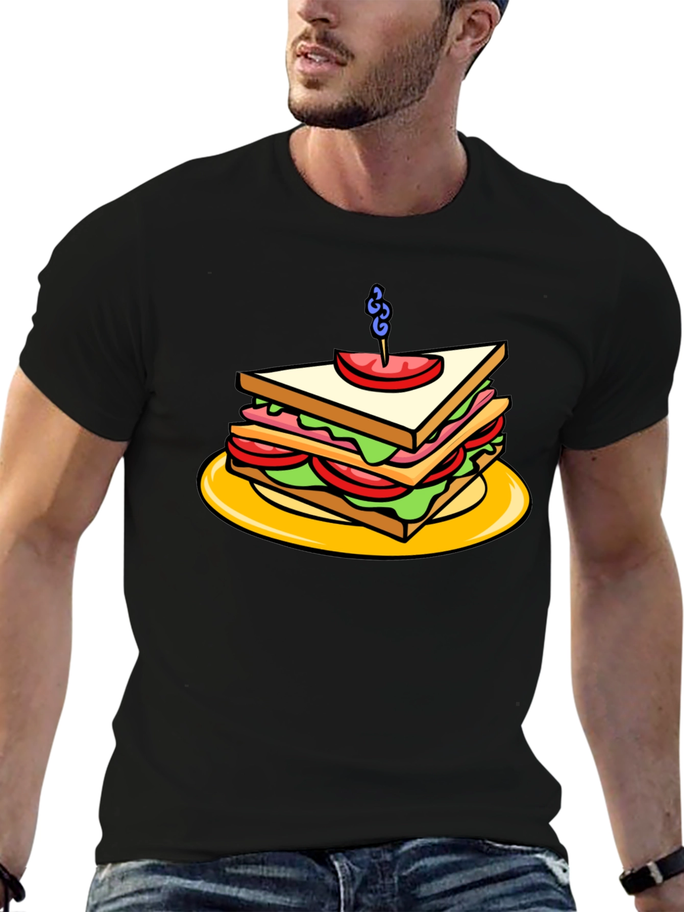 Sandwich Graphic Tee - Black Cotton T-Shirt