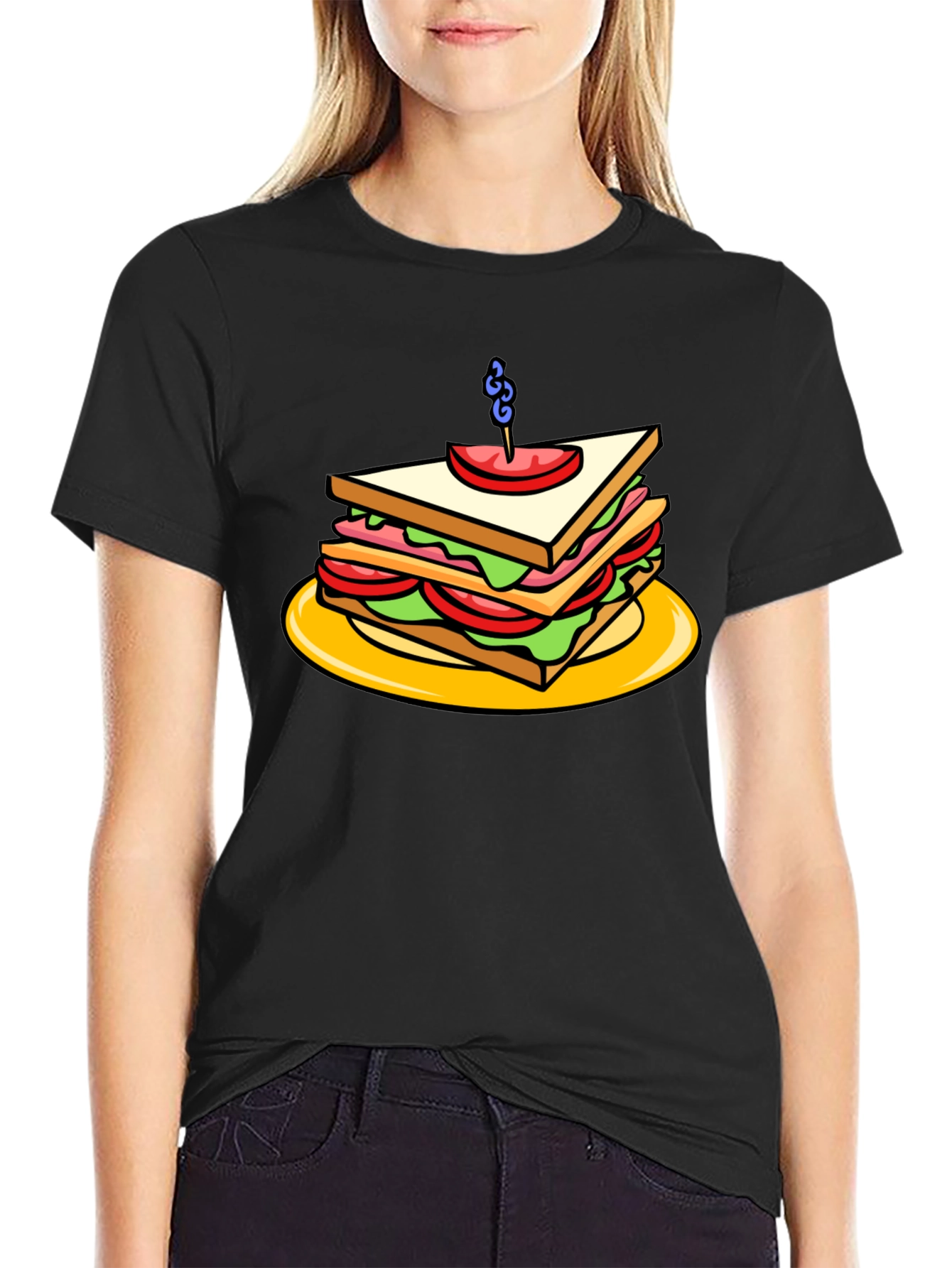Sandwich Graphic Tee - Black Cotton T-Shirt