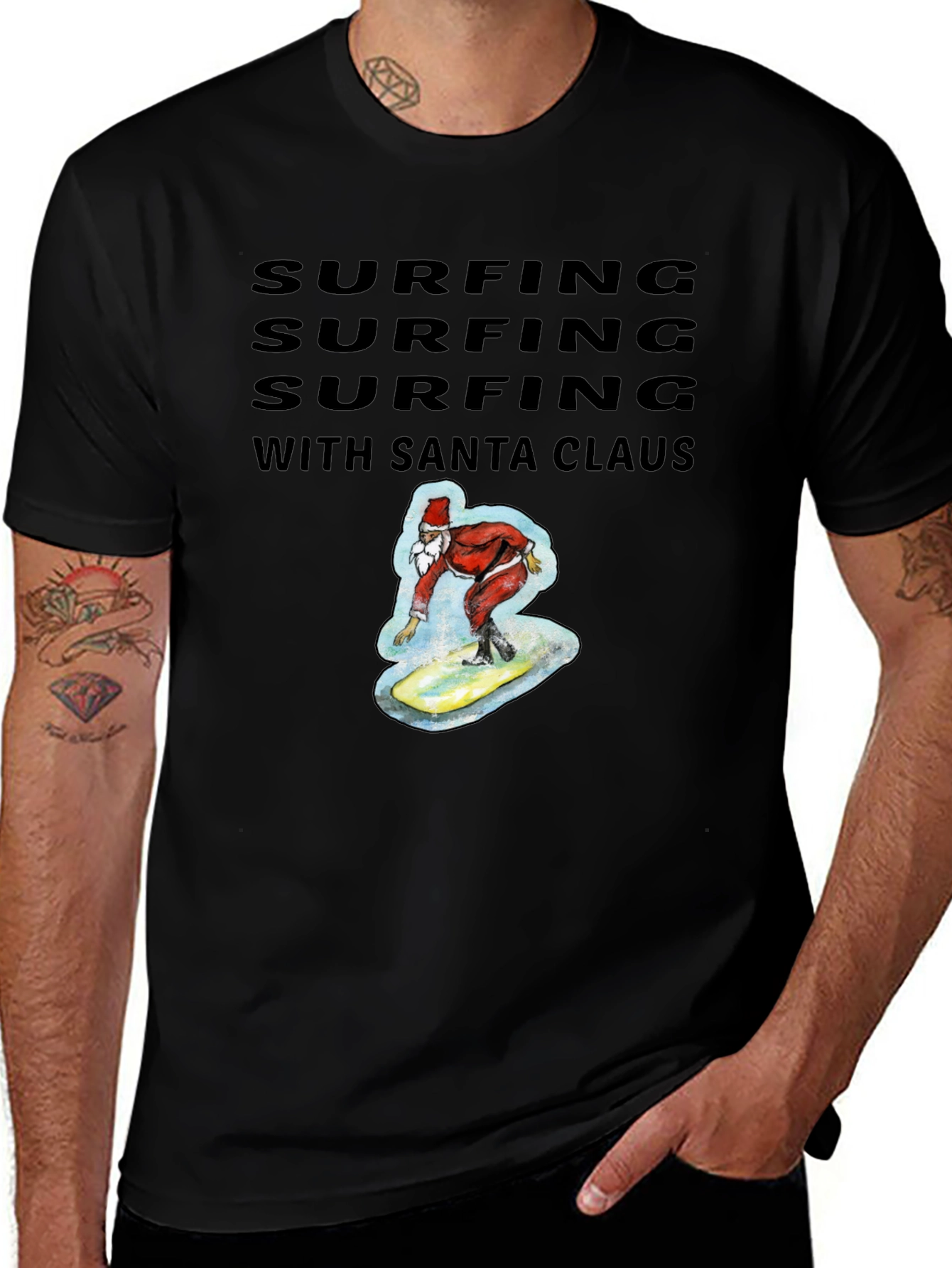 Surfing Santa Tee - Holiday Fun