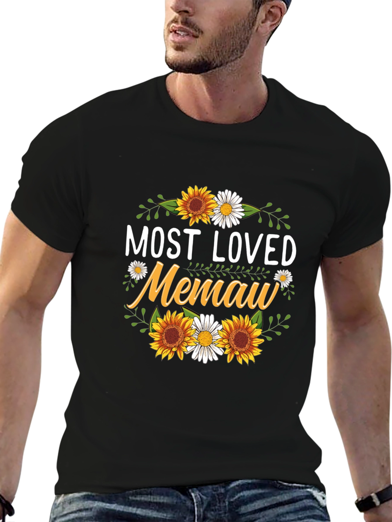 Most Loved Memaw Sunflower Graphic T-Shirt