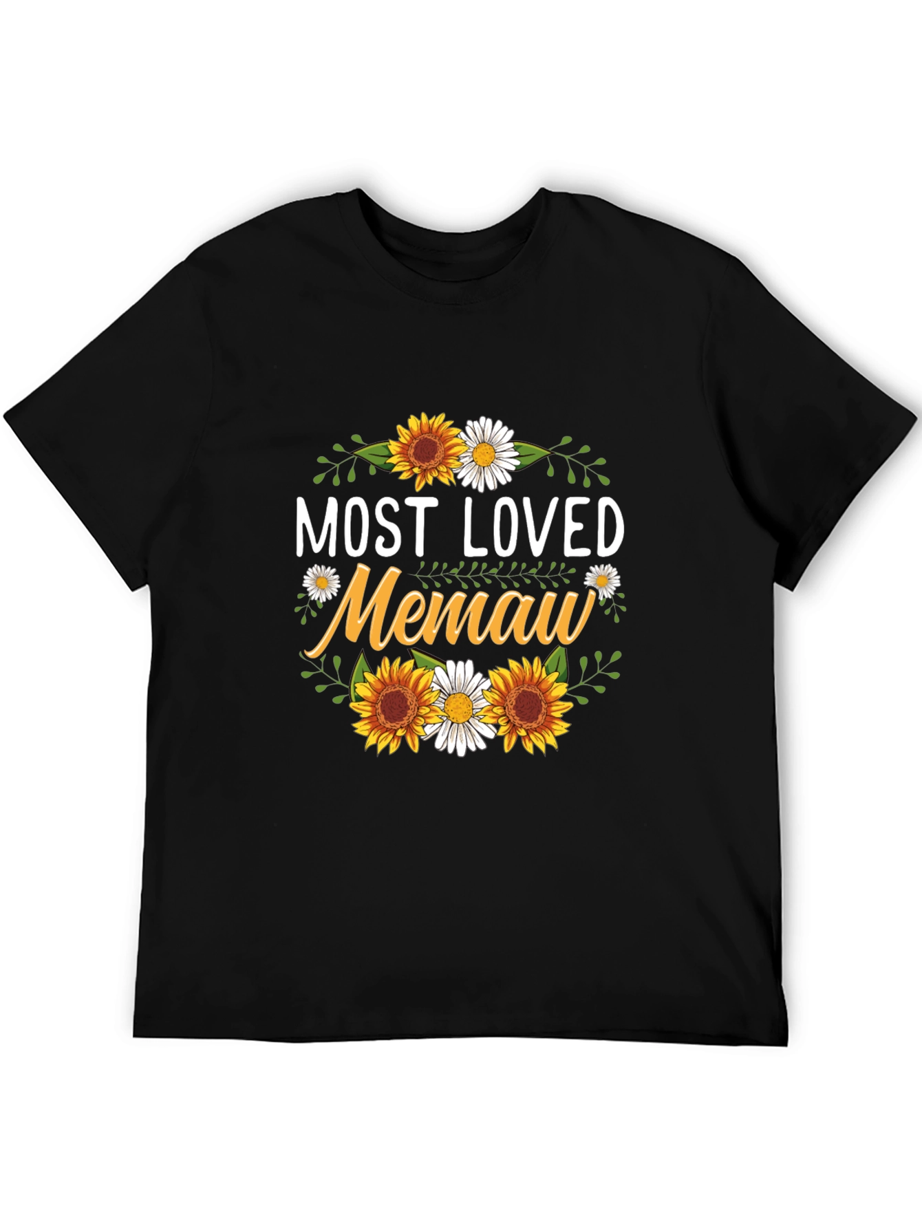 Most Loved Memaw Sunflower Graphic T-Shirt