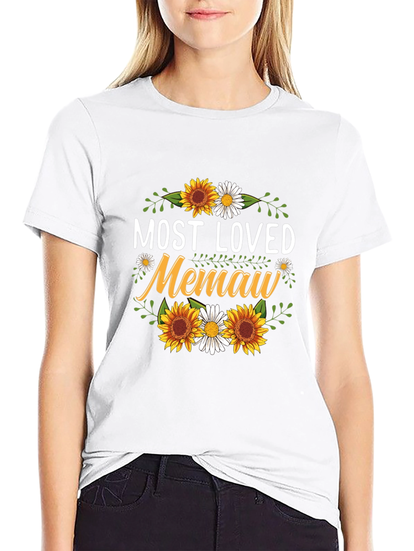 Most Loved Memaw Sunflower Graphic T-Shirt