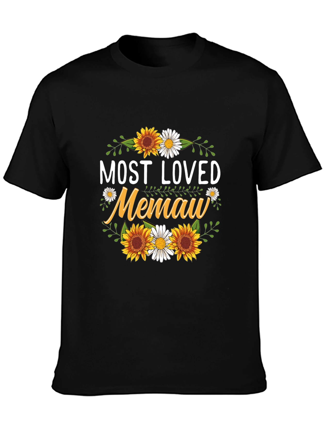 Most Loved Memaw Sunflower Graphic T-Shirt