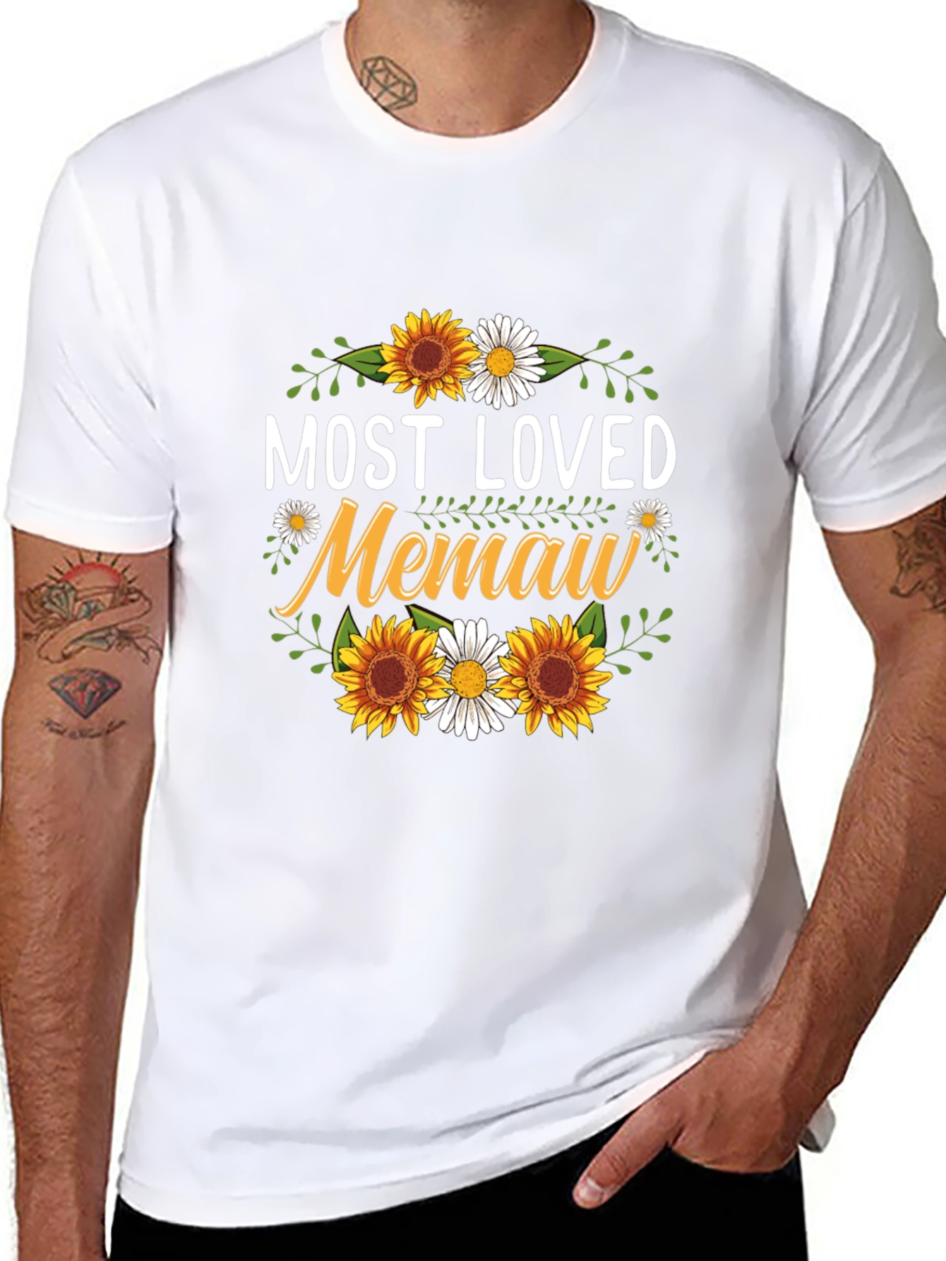 Most Loved Memaw Sunflower Graphic T-Shirt