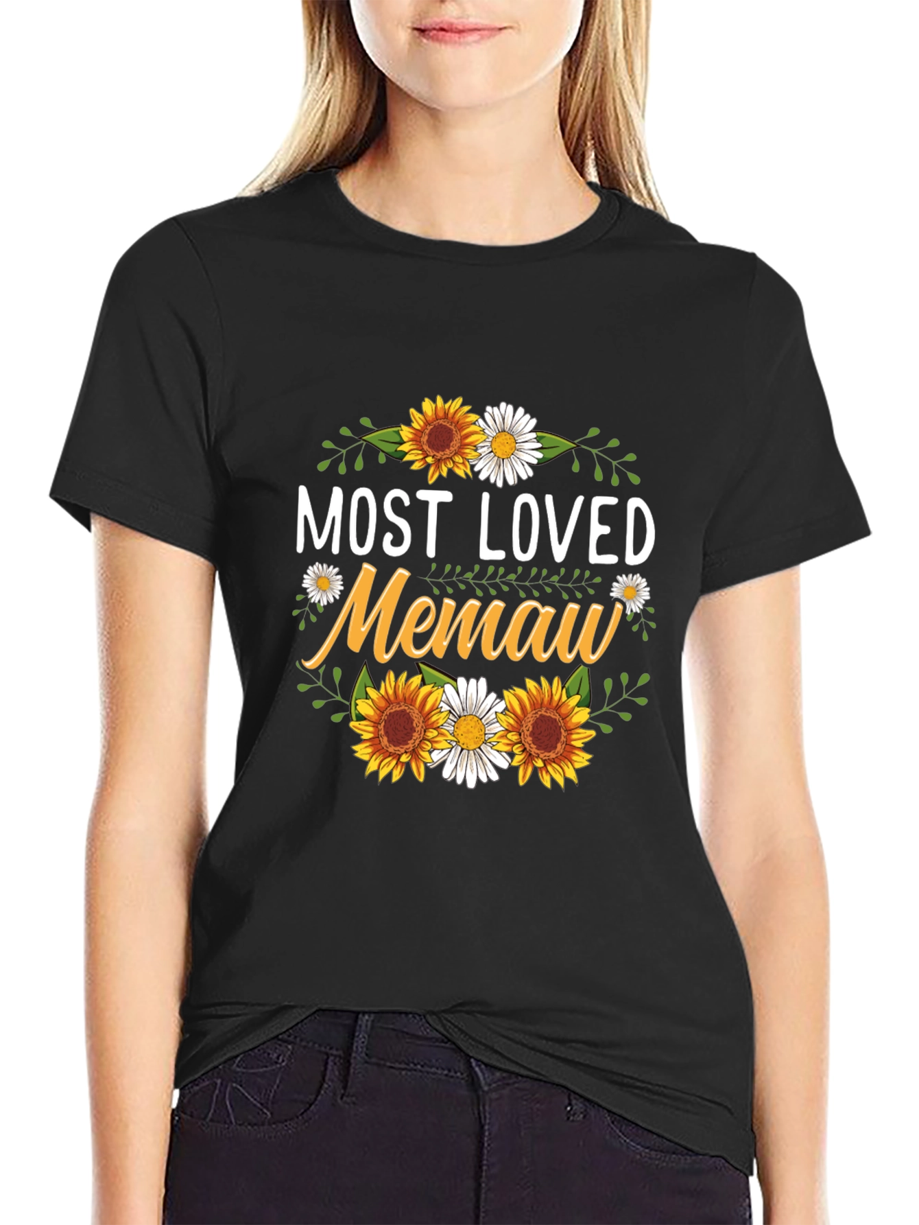 Most Loved Memaw Sunflower Graphic T-Shirt