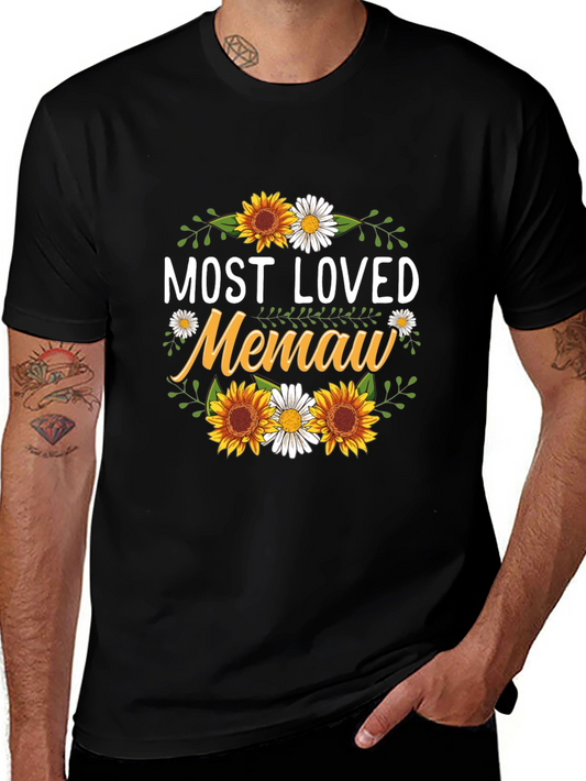 Most Loved Memaw Sunflower Graphic T-Shirt