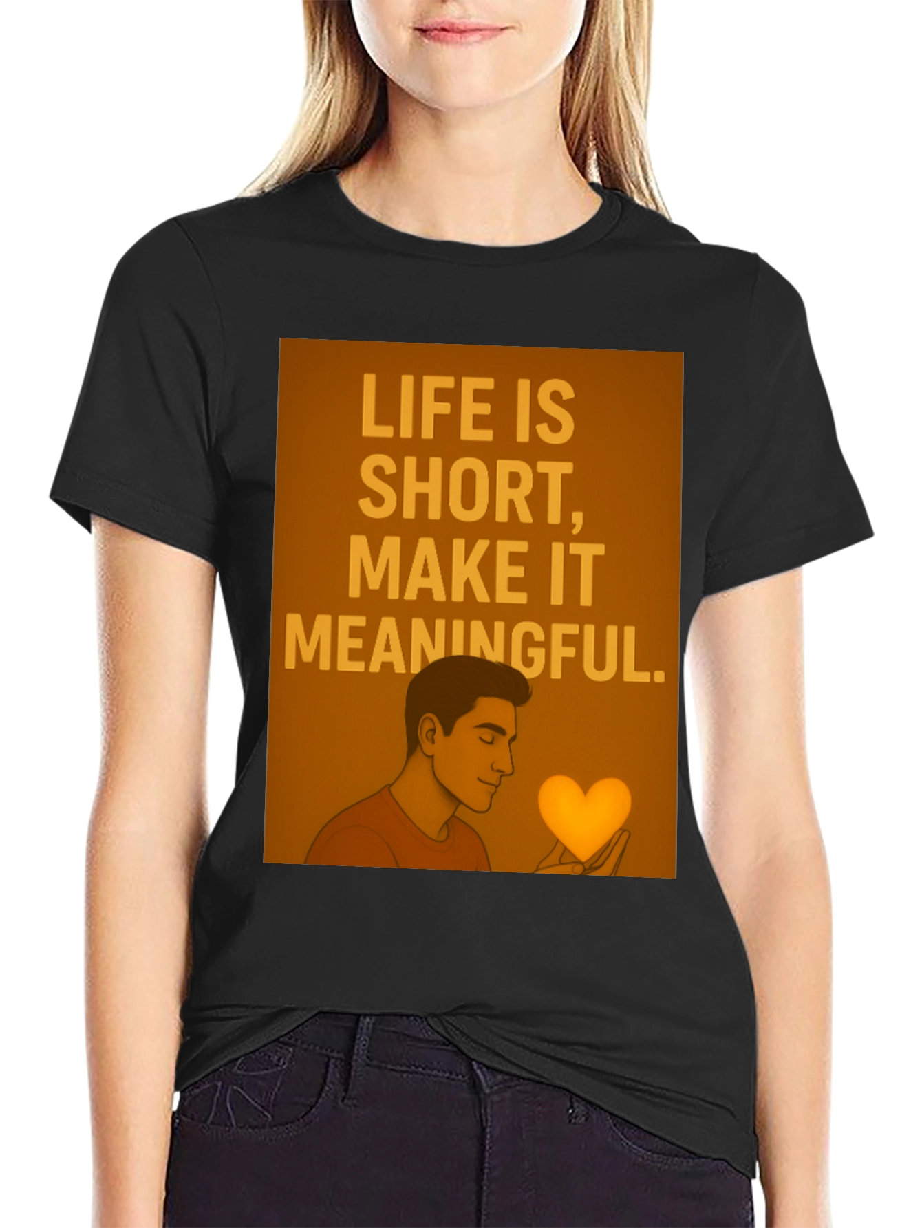 Meaningful Life Graphic Tee - Stylish Black T-Shirt