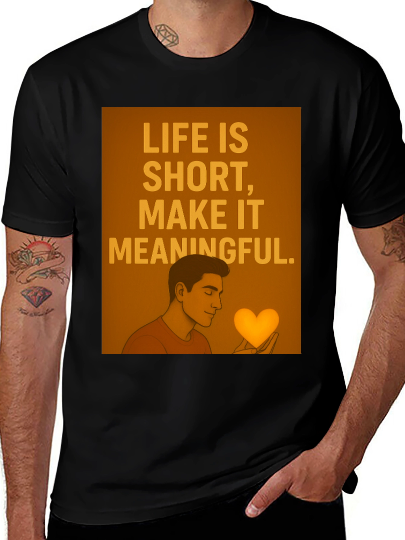 Meaningful Life Graphic Tee - Stylish Black T-Shirt