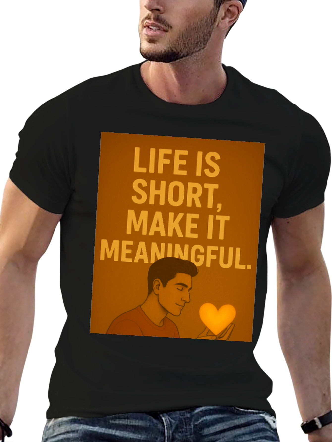 Meaningful Life Graphic Tee - Stylish Black T-Shirt