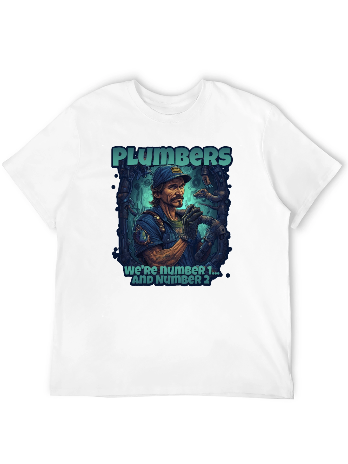 Plumbers Were Number 1 & 2 Black T-Shirt