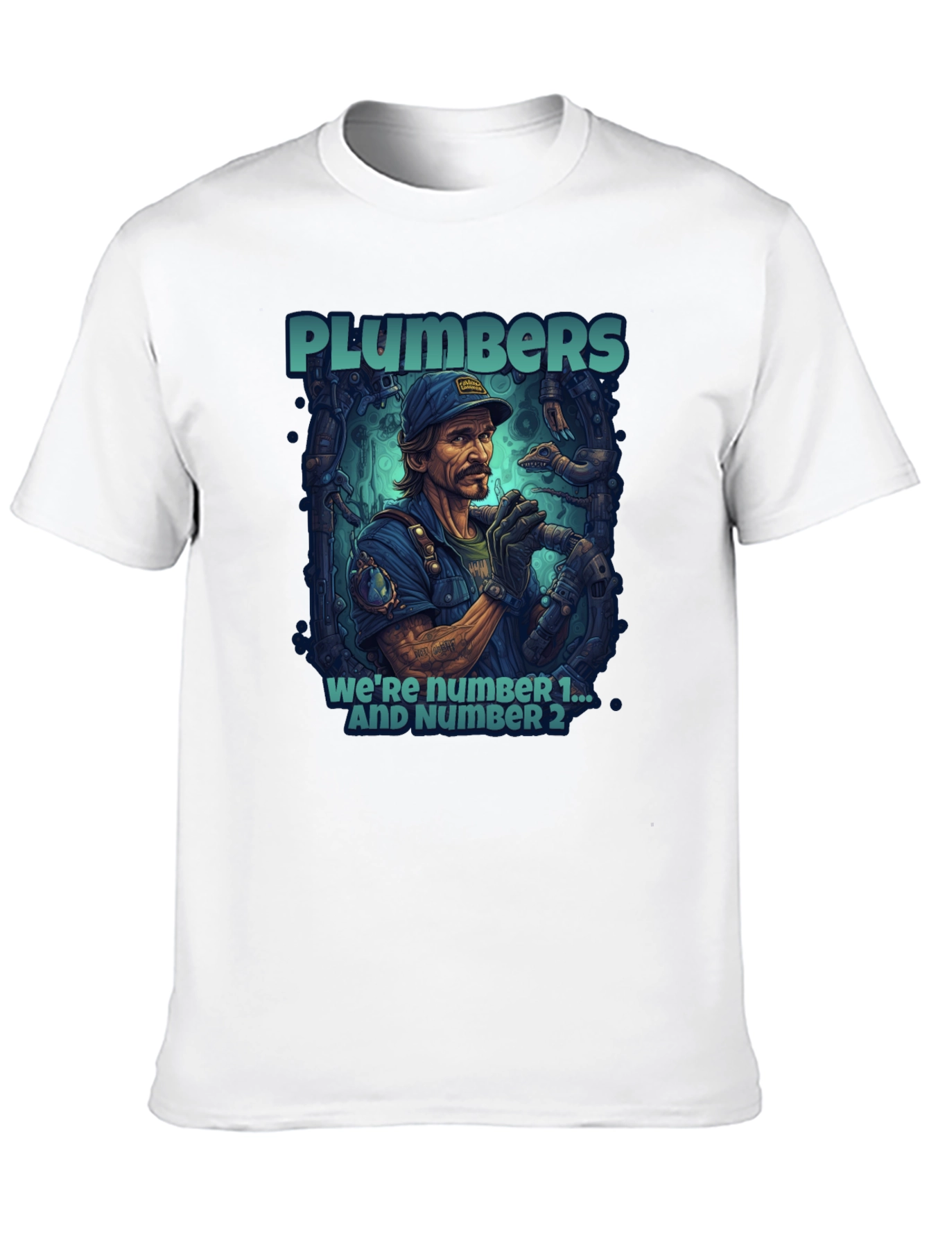 Plumbers Were Number 1 & 2 Black T-Shirt