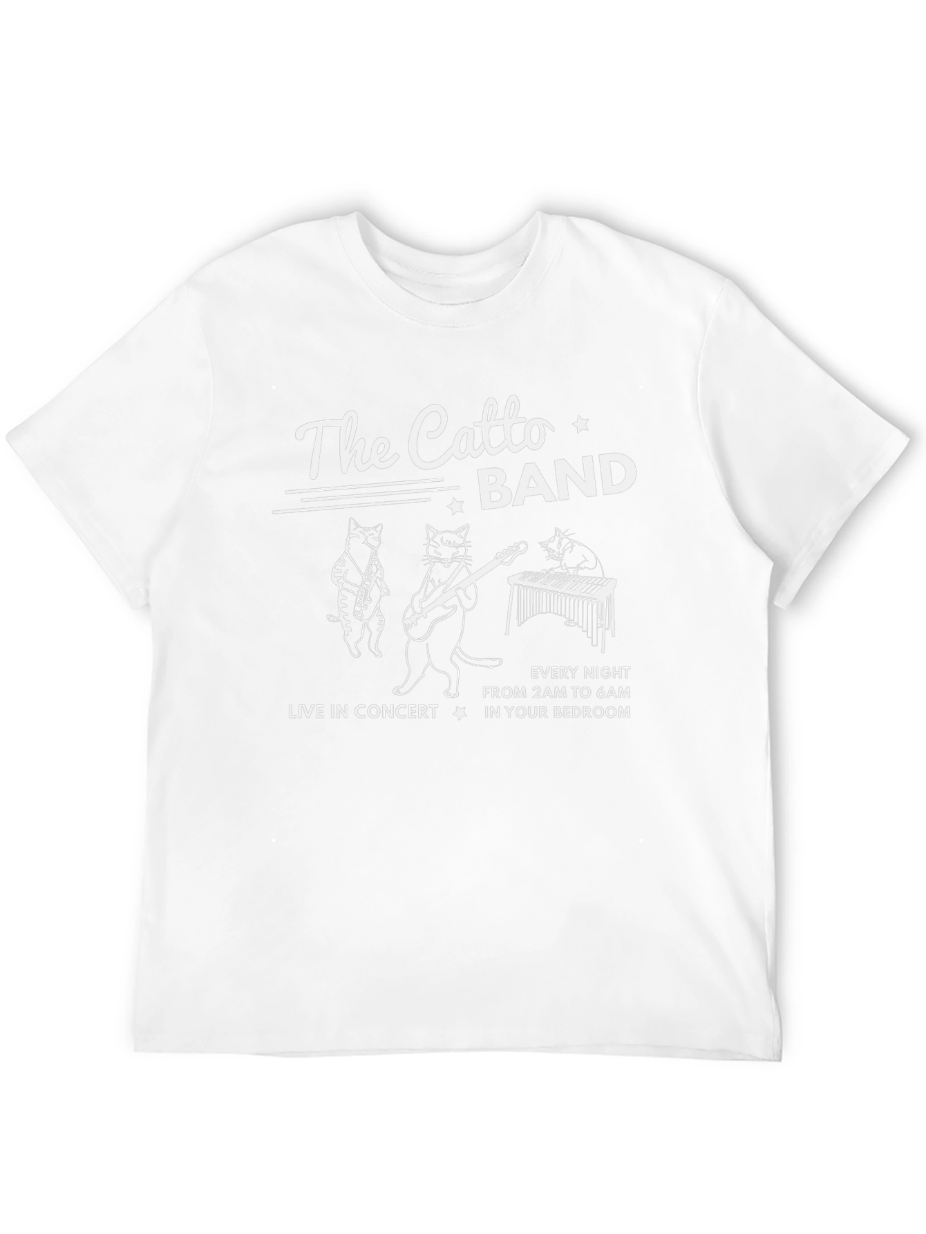The Catto Band T-Shirt: Live Music Cat Design