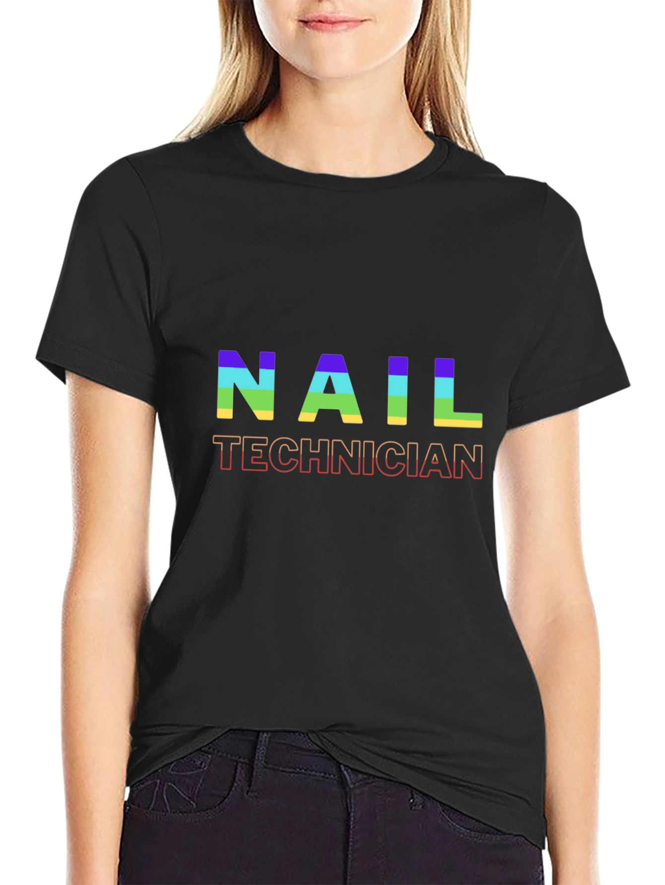 Nail Technician Rainbow Graphic T-Shirt
