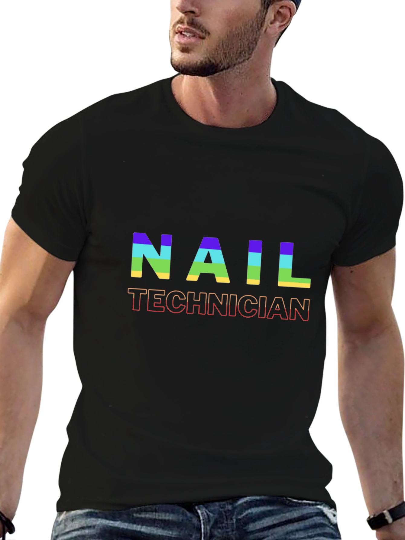 Nail Technician Rainbow Graphic T-Shirt