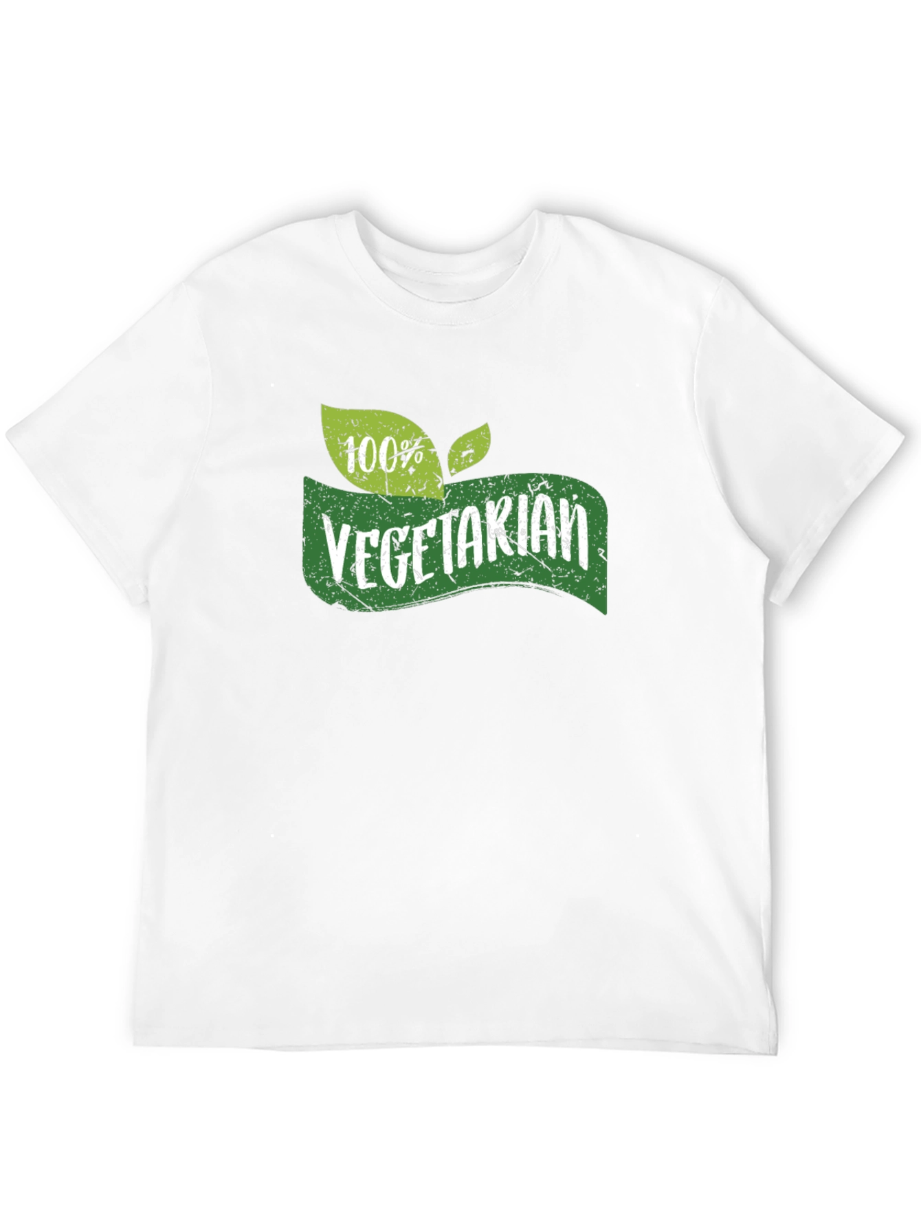 Vegetarian 100% Green Leaf Graphic Black T-Shirt