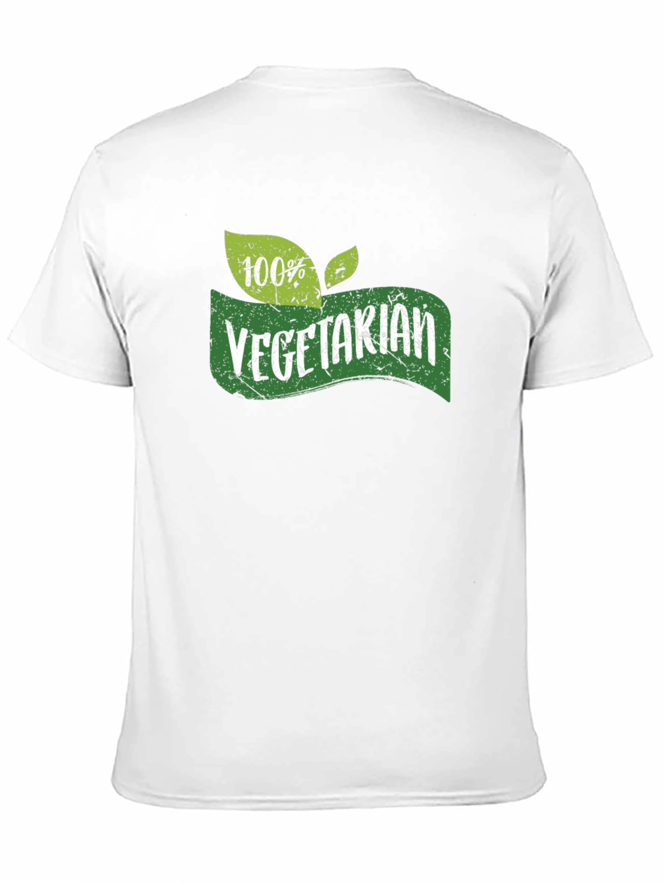 Vegetarian 100% Green Leaf Graphic Black T-Shirt