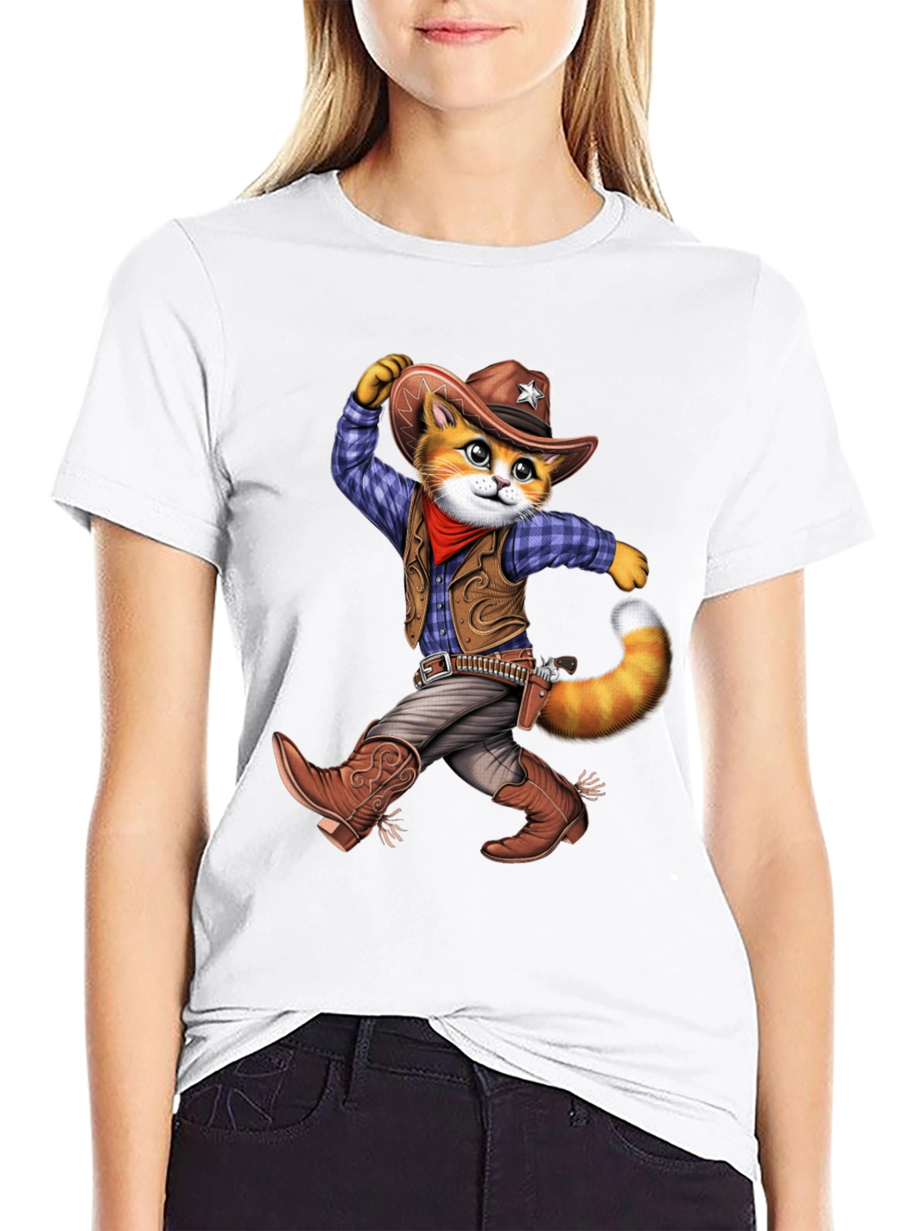 Cowboy Cat Graphic T-Shirt - Western Style Tee