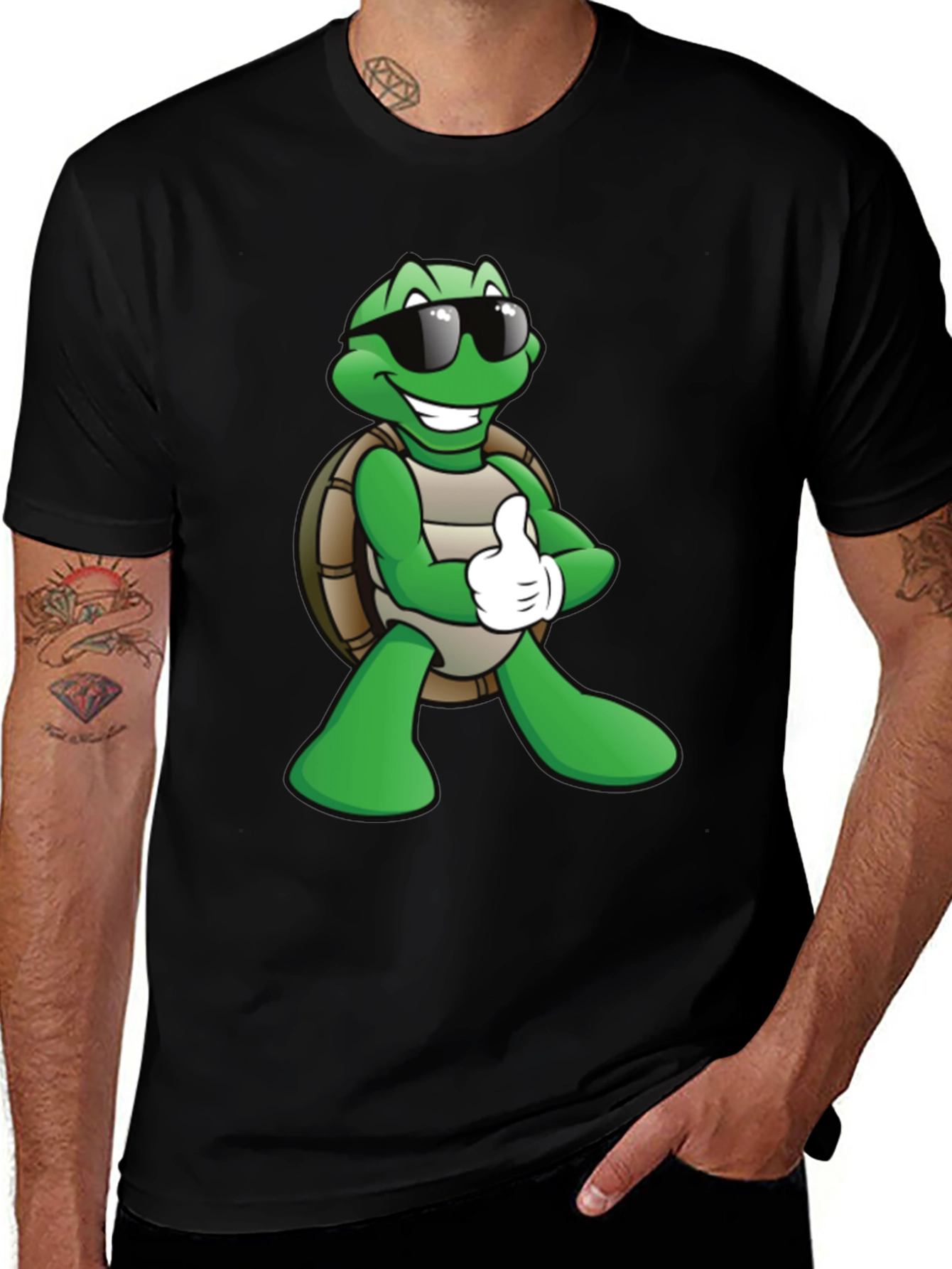 Cool Turtle Graphic T-Shirt - Black
