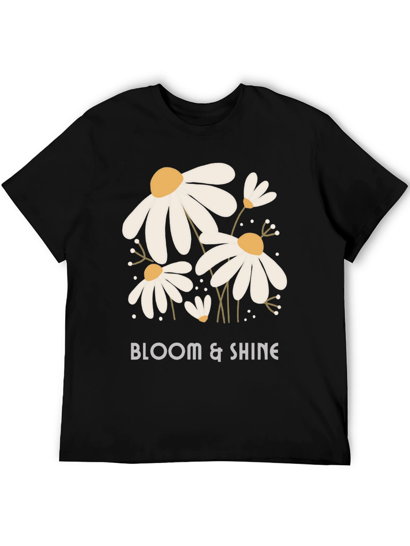 Bloom & Shine Graphic Tee - Black Cotton Shirt