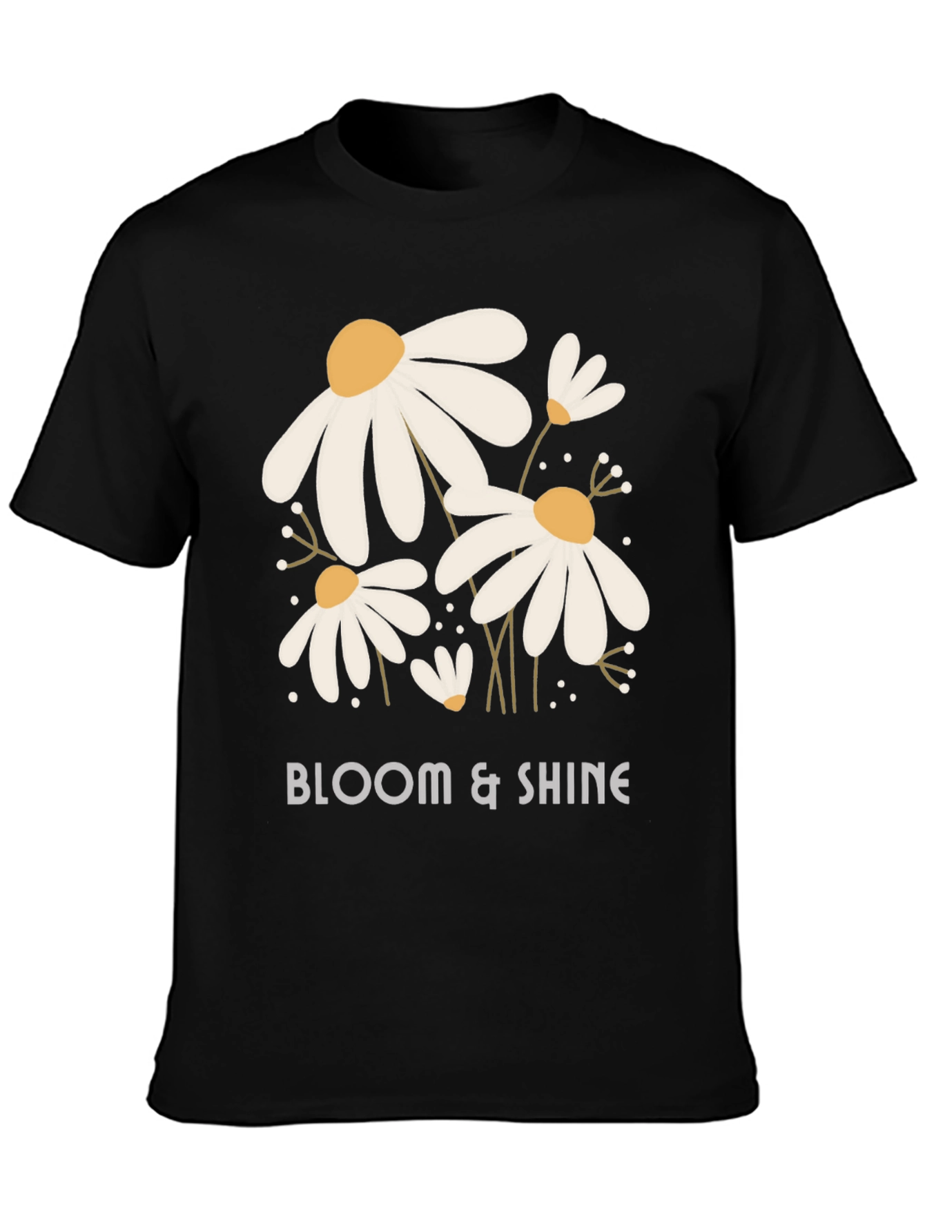 Bloom & Shine Graphic Tee - Black Cotton Shirt